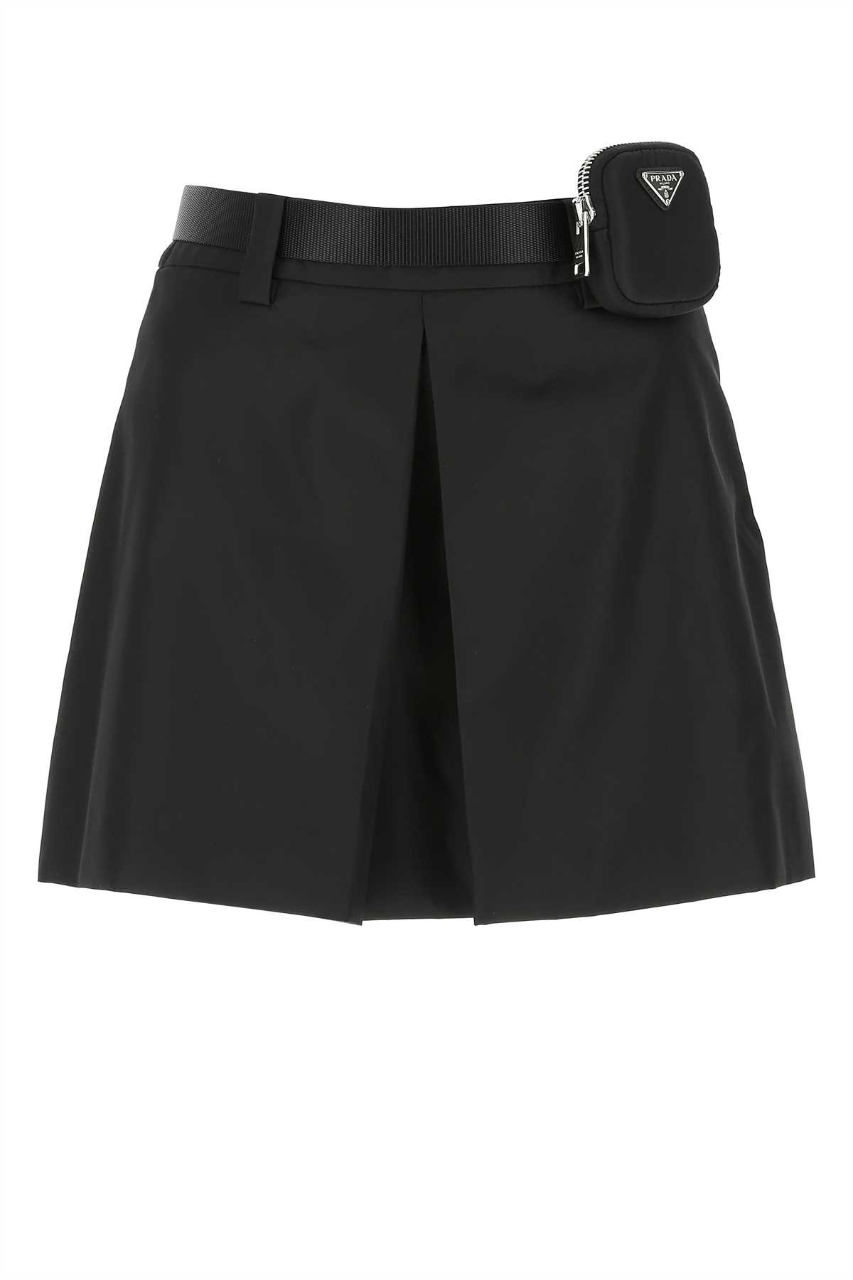 Shop Prada Black Nylon Mini Skirt In F0002