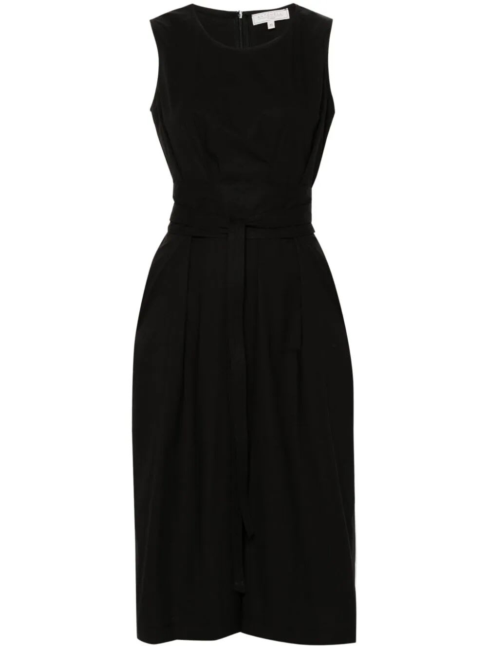 Shop Antonelli Liberman Sleeveless Dress With Belt In Black