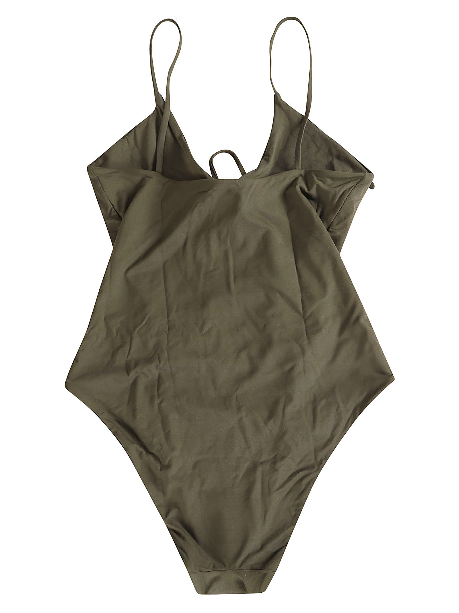 Shop Federica Tosi Lace-tie Body In Olive