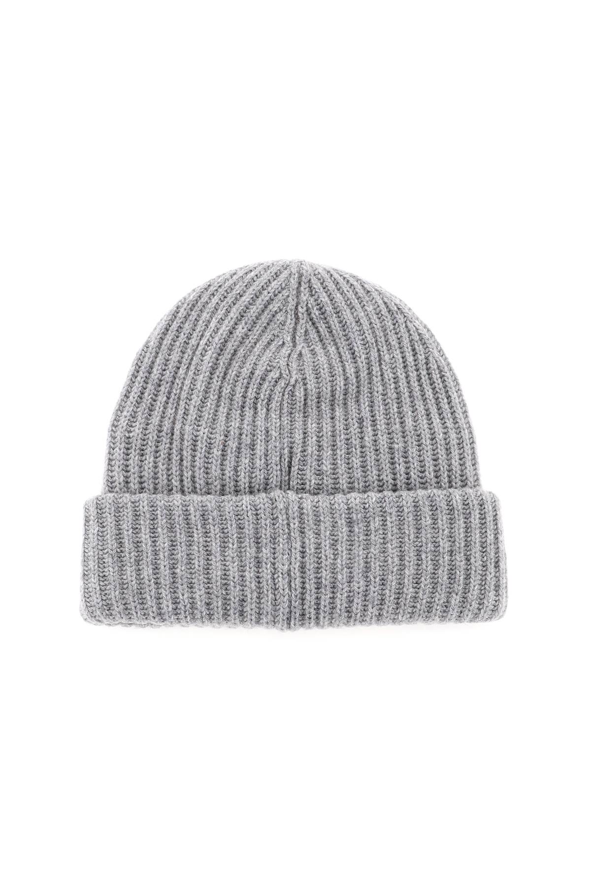 Ganni Melange Grey Logo Beanie In Paloma Melange