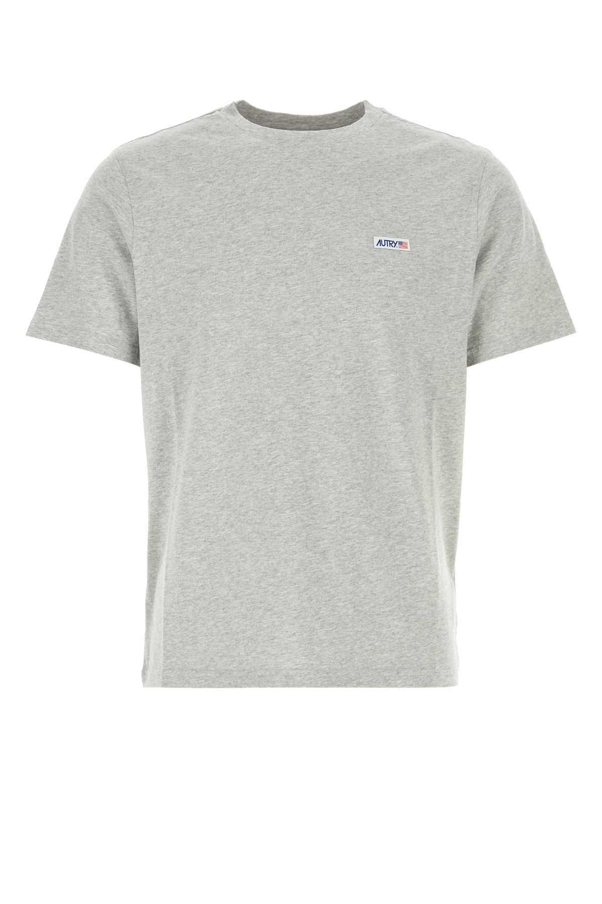 Shop Autry Melange Grey Cotton T-shirt In 502m