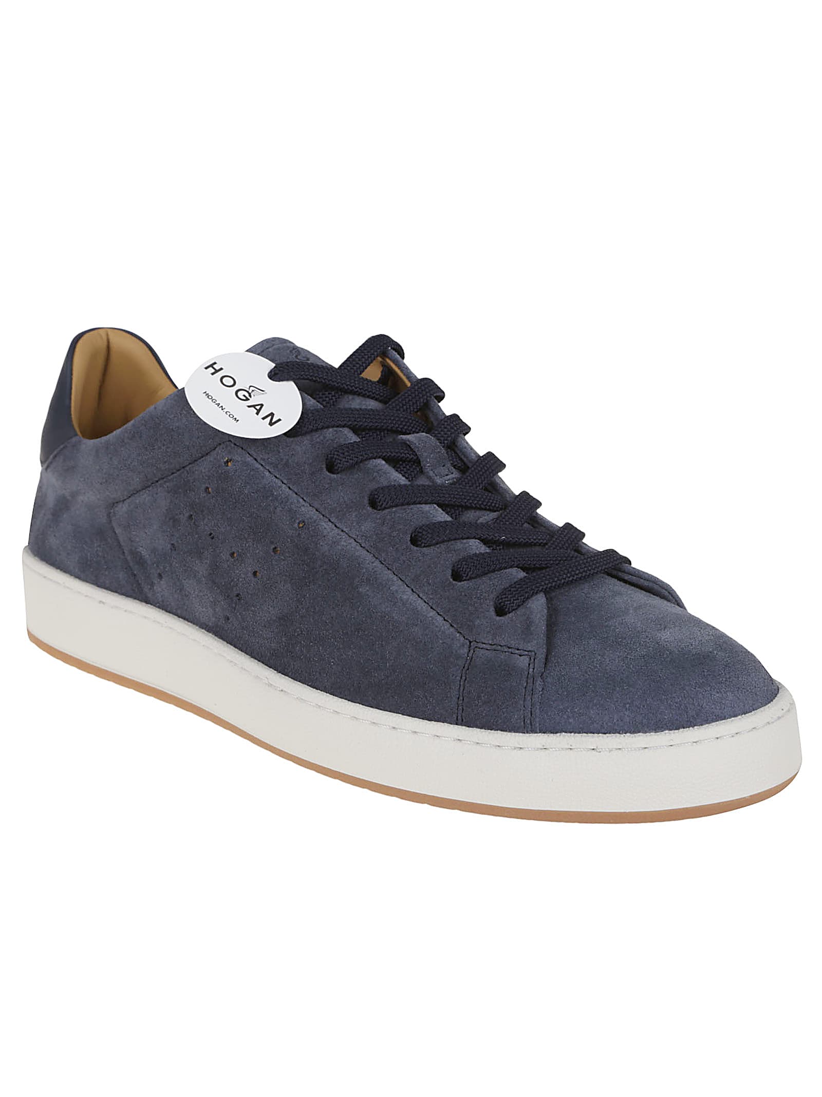 Hogan Perforated Grey Sneakers With Artisanal Washing Treatment In Blu Tuareg