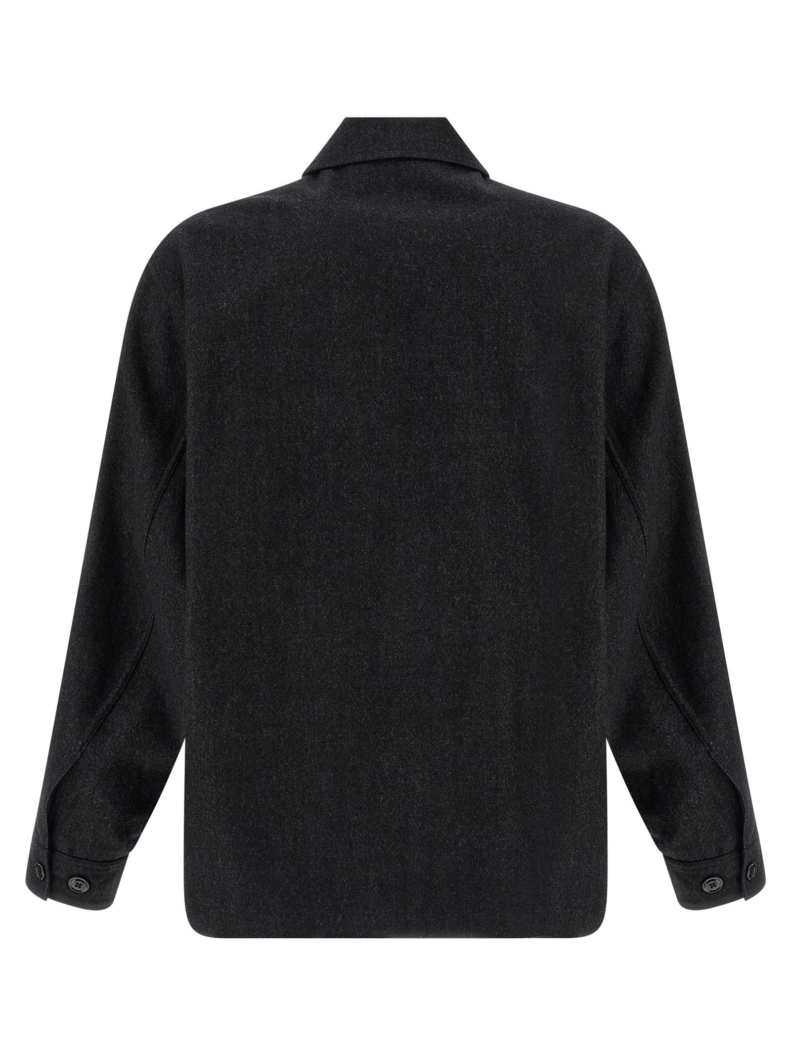 Lemaire Wool Shirt Jacket Chest Pocket In Black