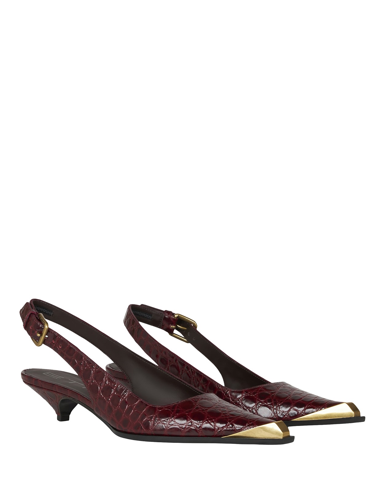 Shop Etro Burgundy Printed Leather Sling-back In Red