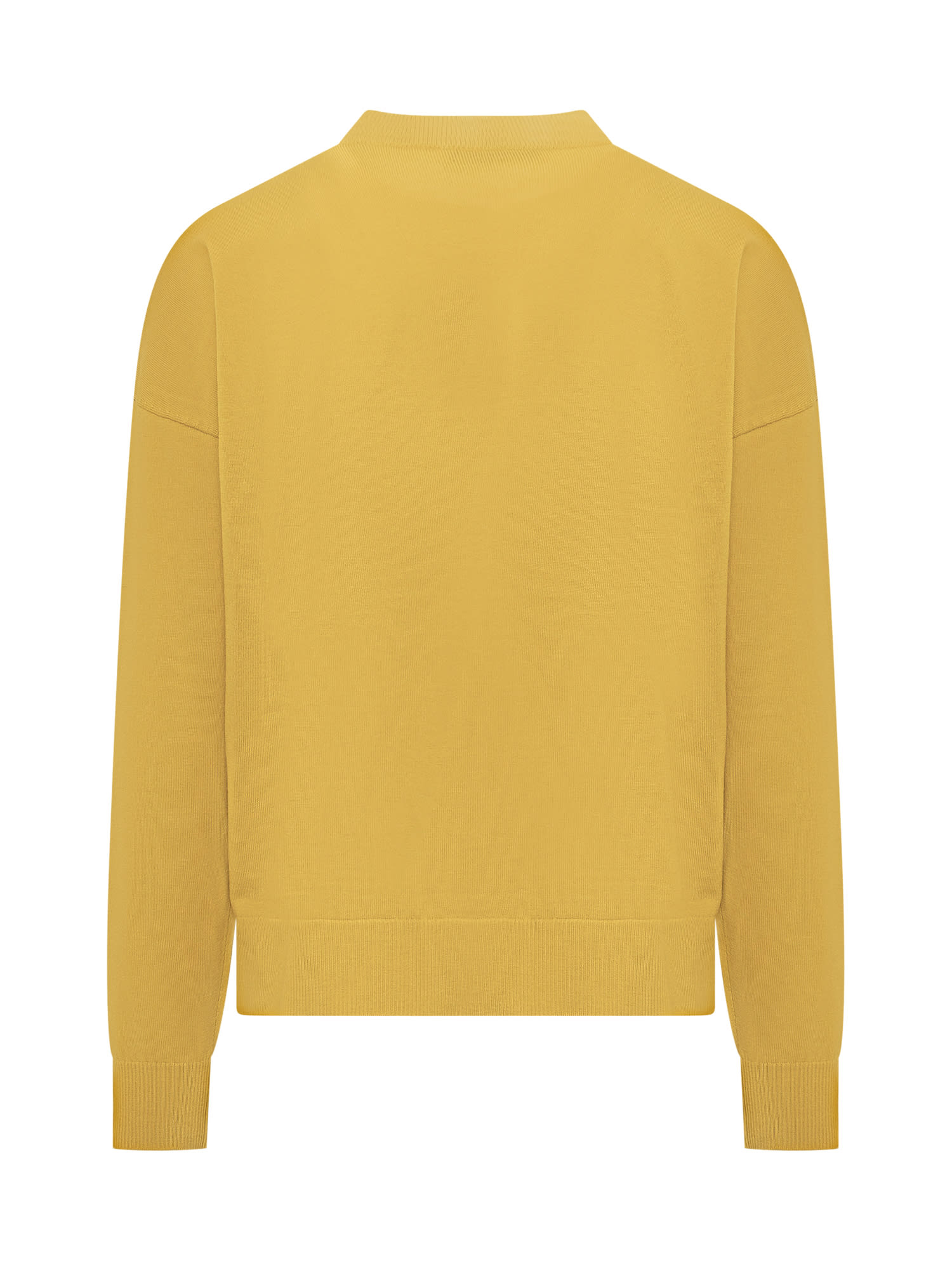 Jw Anderson Wool Crewneck Sweater Long Sleeves In Yellow/grey Melange