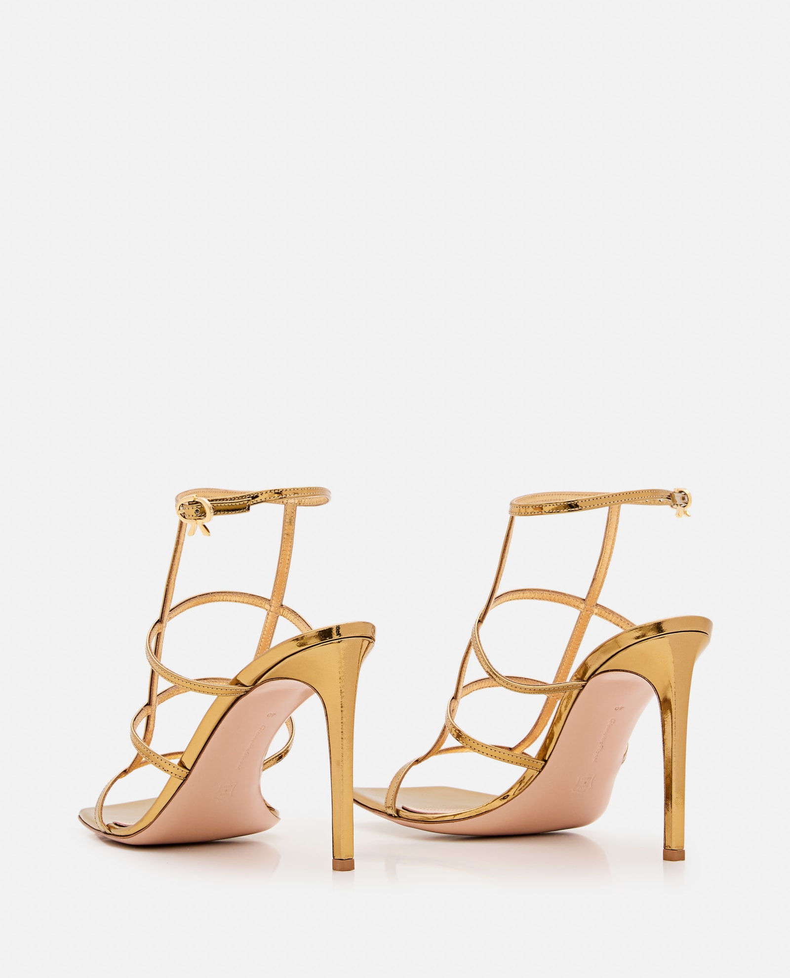 Shop Gianvito Rossi Letal Leather Heel Sandals In Golden