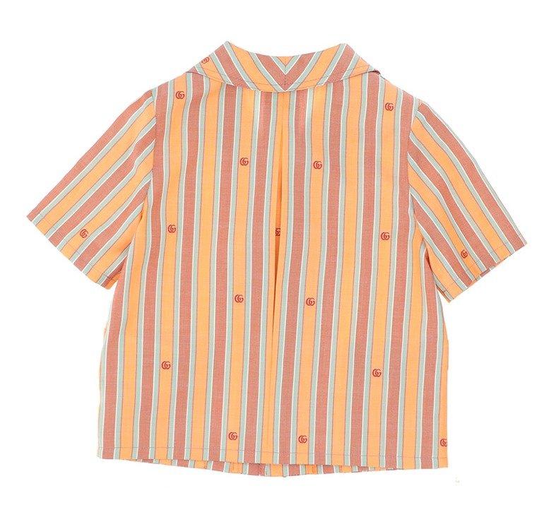 Shop Gucci Striped Short-sleeved Shirt In Coral Water