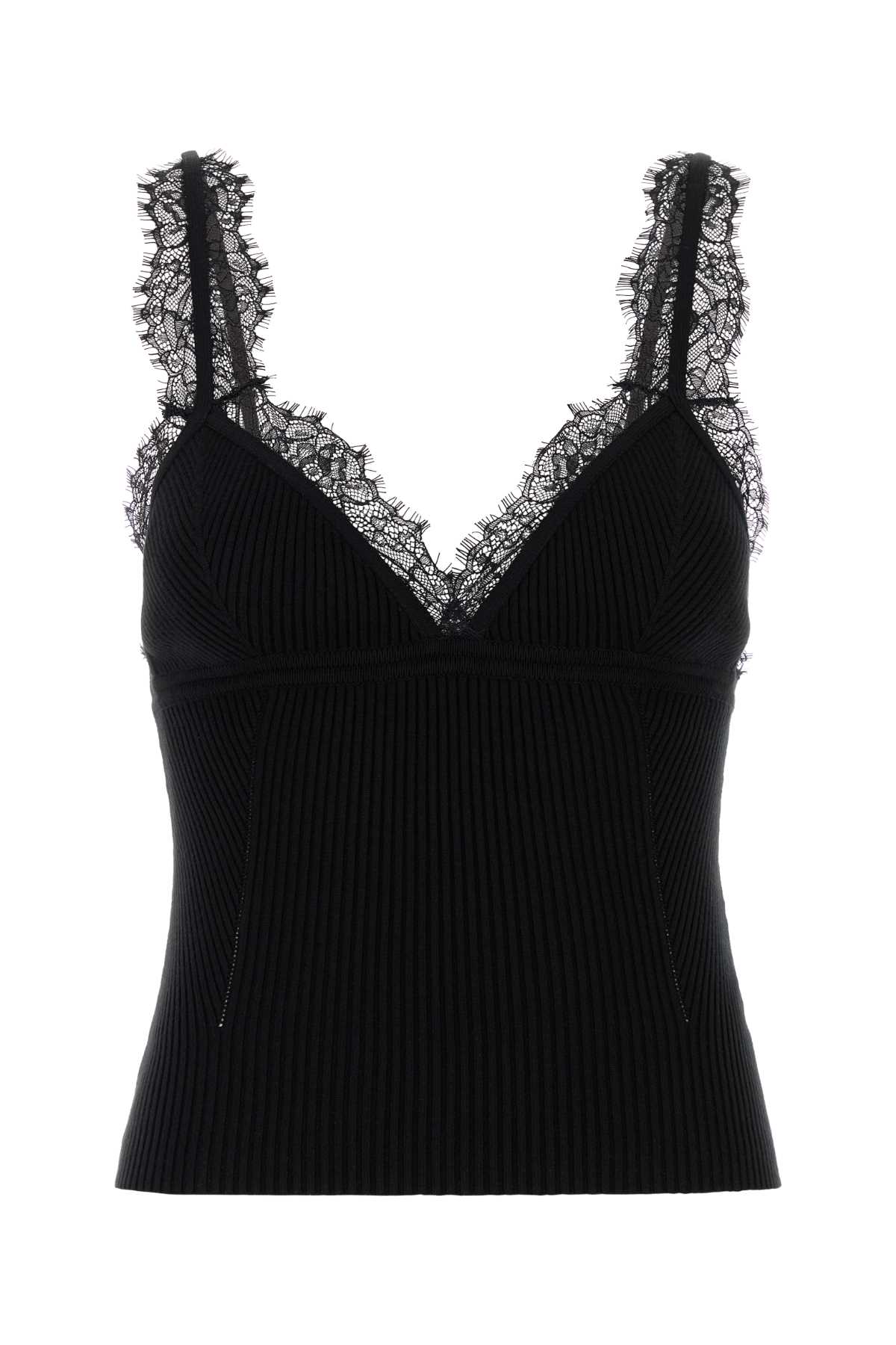 Black Viscose Blend Tank Top