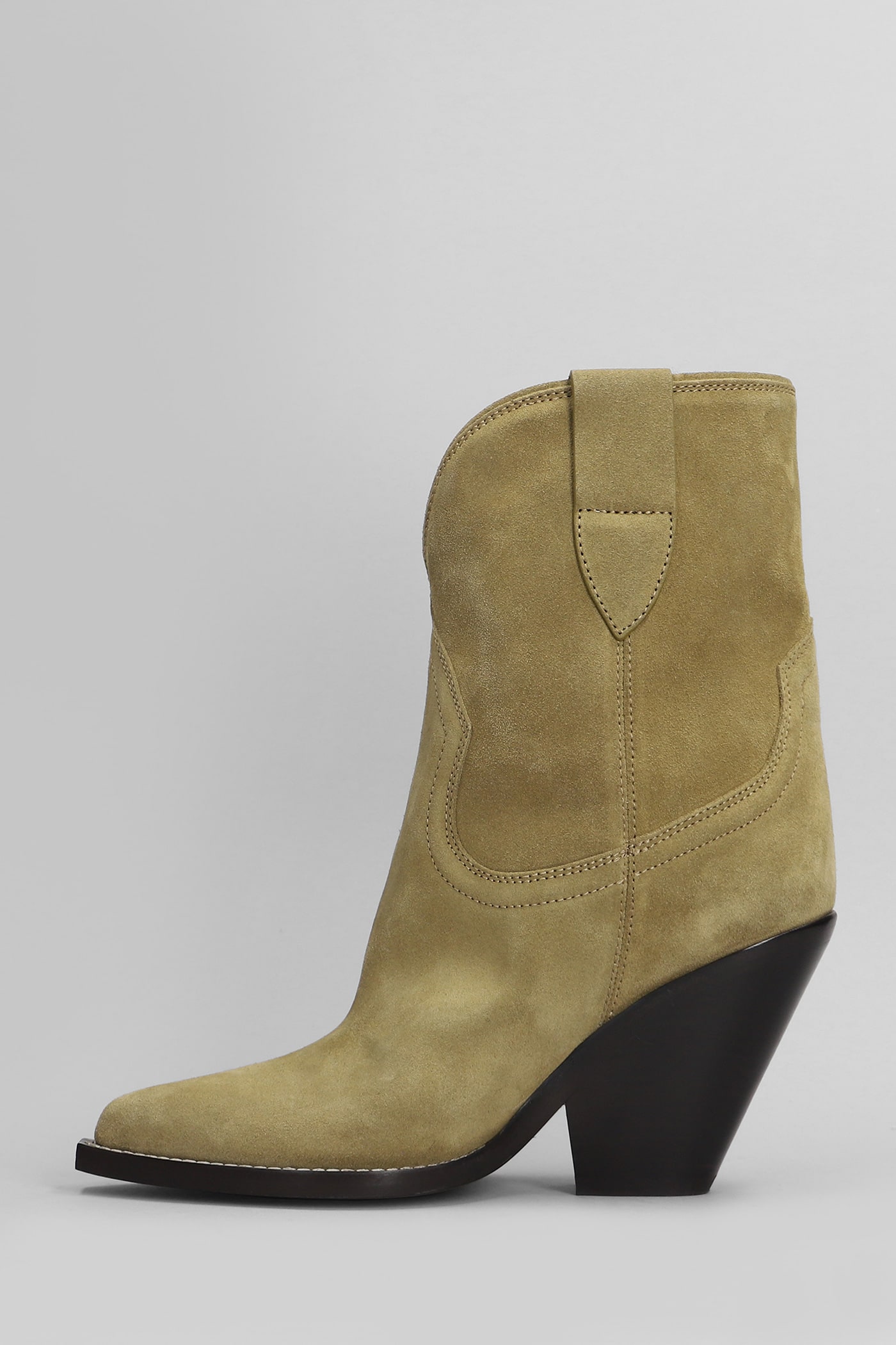 Shop Isabel Marant Leyane Texan Ankle Boots In Taupe Suede