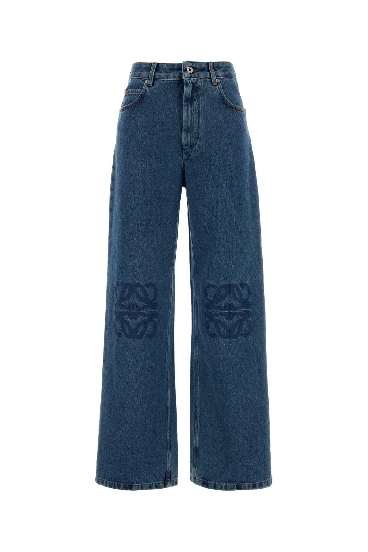 Loewe Wide Leg Baggy Denim Trousers In Blue