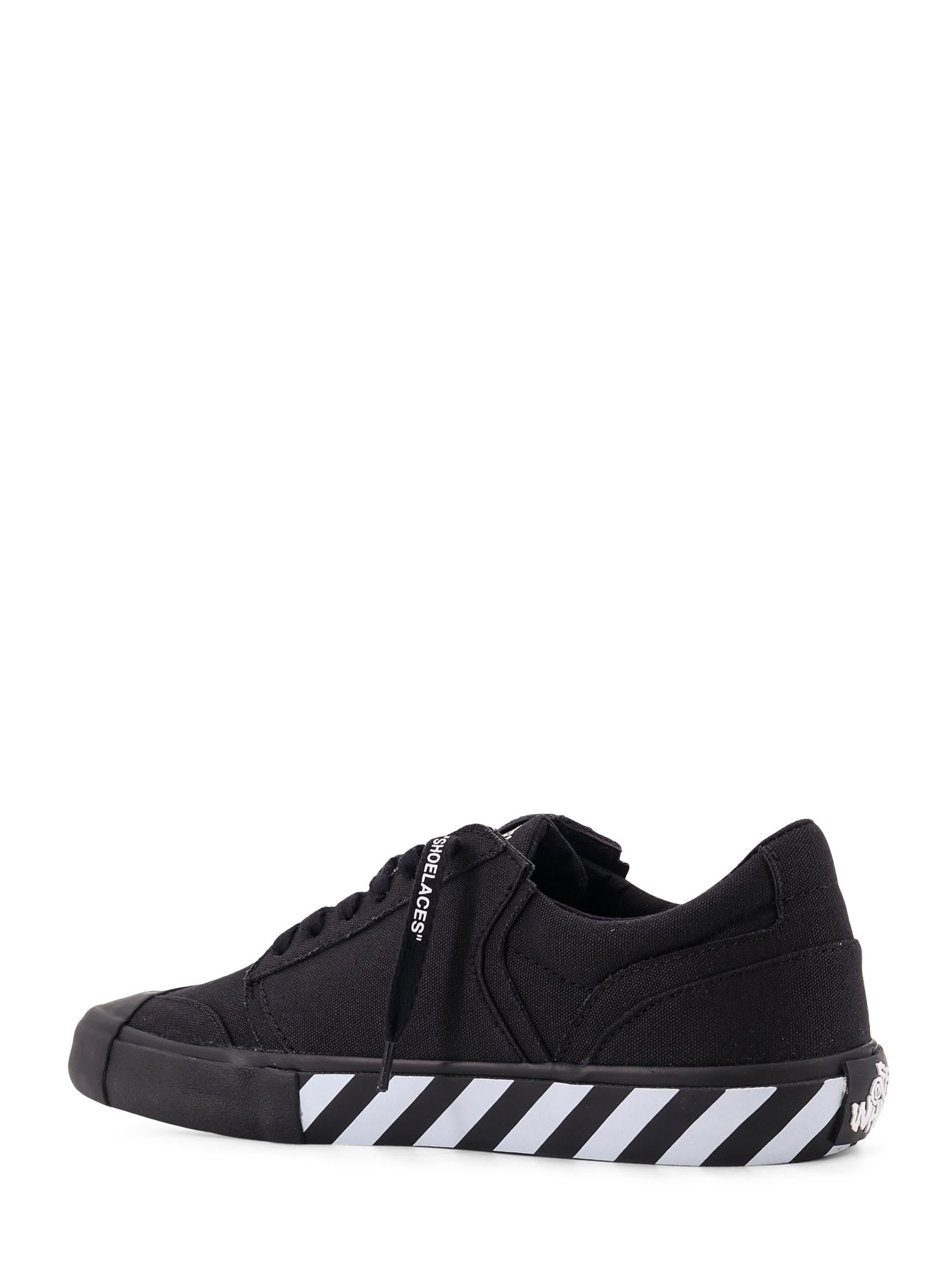 Off-white Low-top Canvas Sneakers Featuring Contrast Stripe In Black