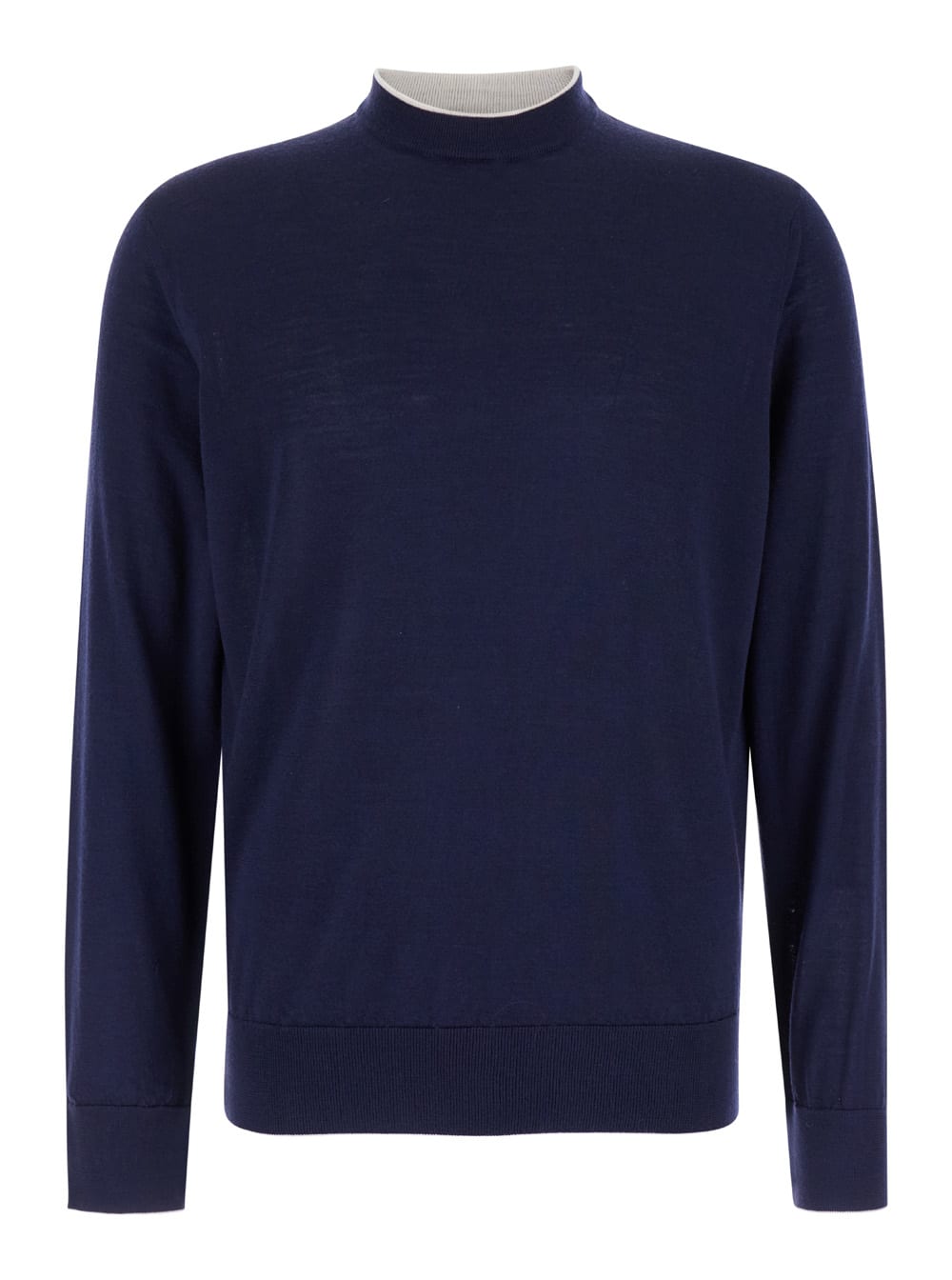 Shop Eleventy Blue Crewneck Sweater In Wool And Silk Man