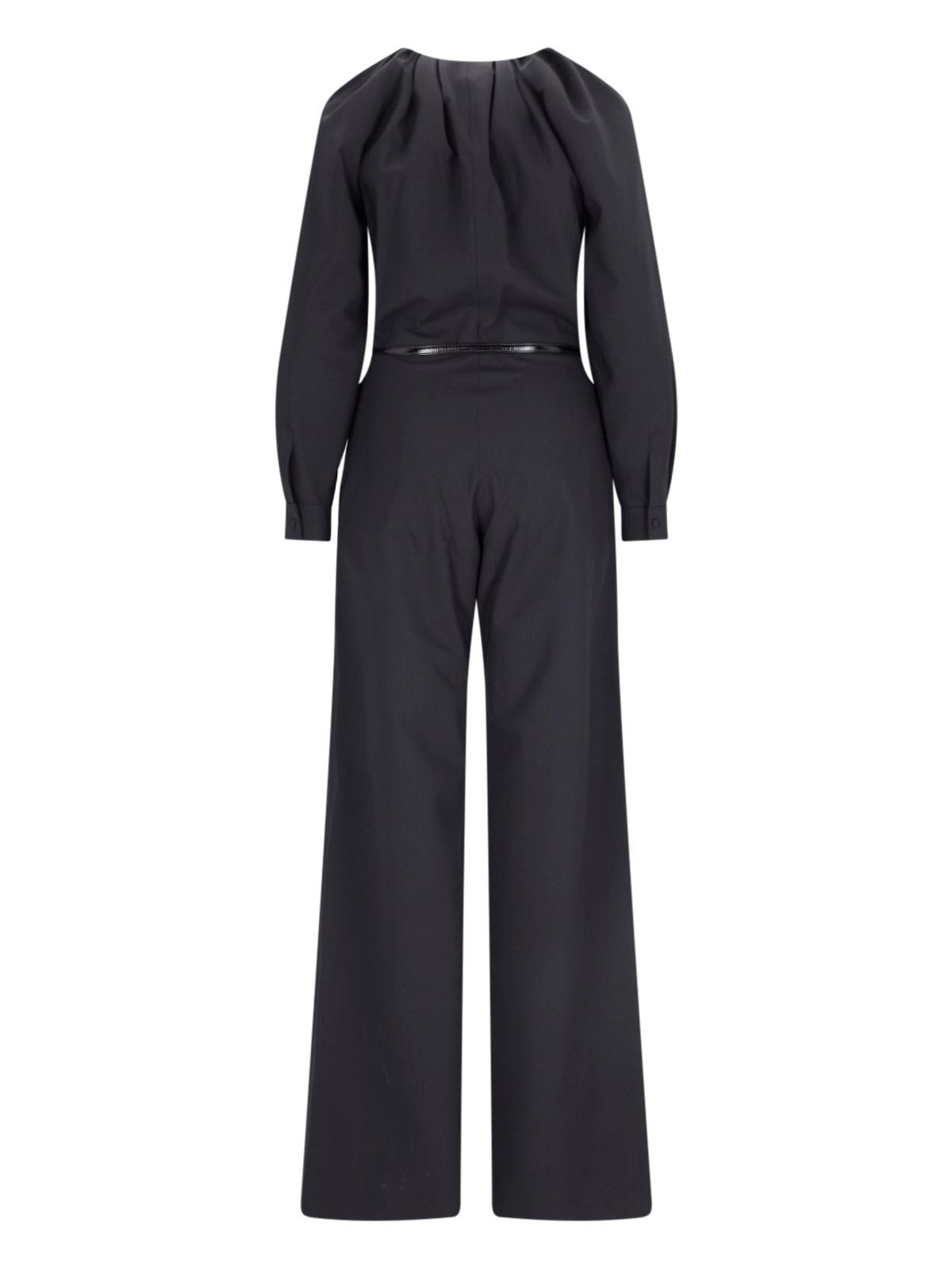 Shop Gucci One-piece Belt Detail Jumpsuit In Black