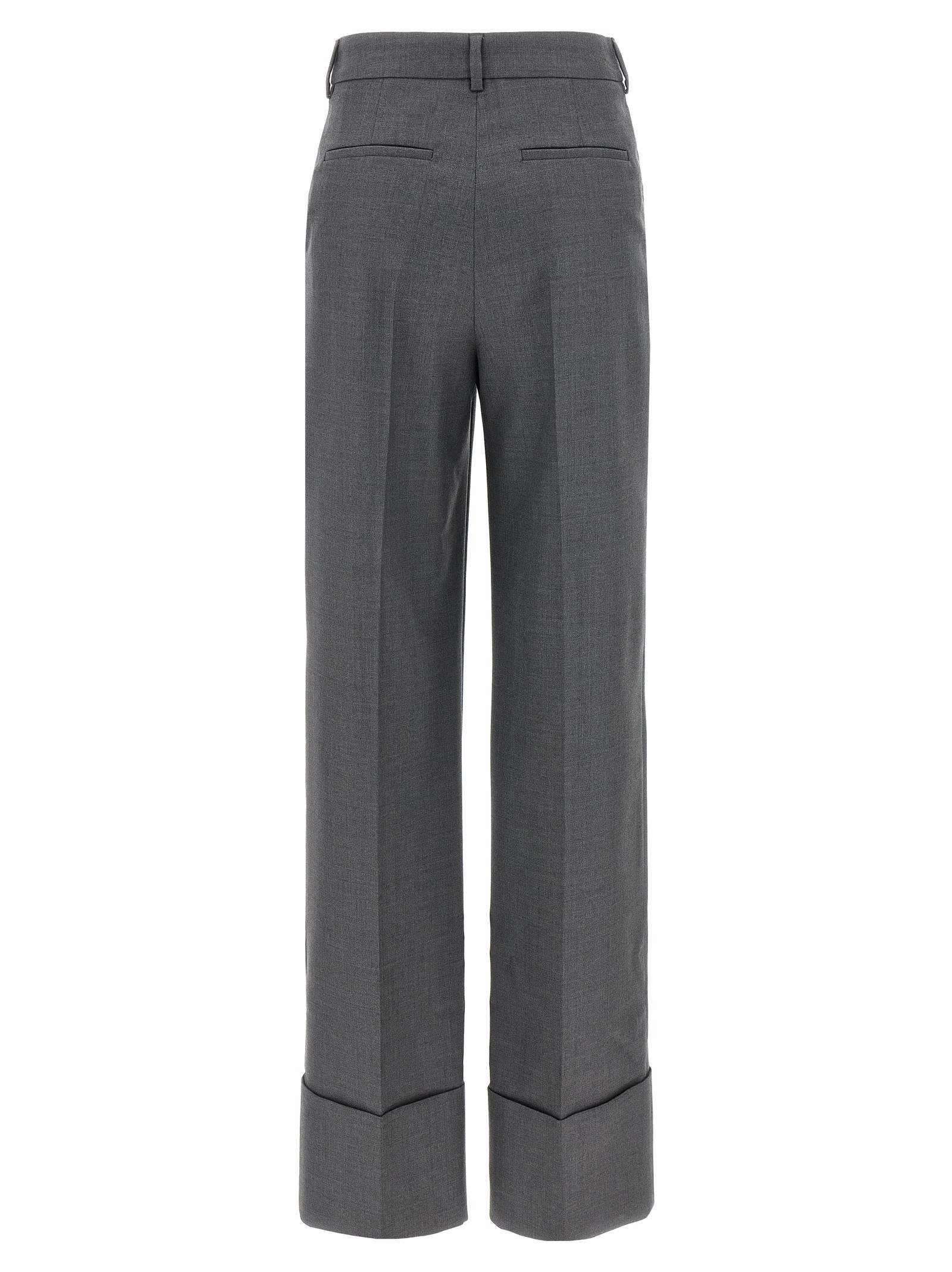 Valentino Garavani Wide-leg Virgin Wool Trousers With Maxi Turn-up In Black