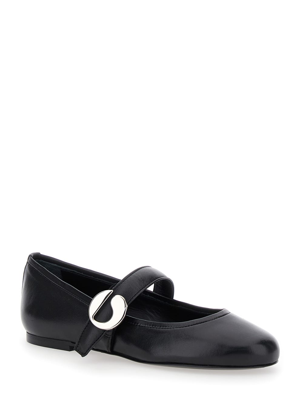 Coperni Black Ballerinas With Metallic Logo And Strap In Black