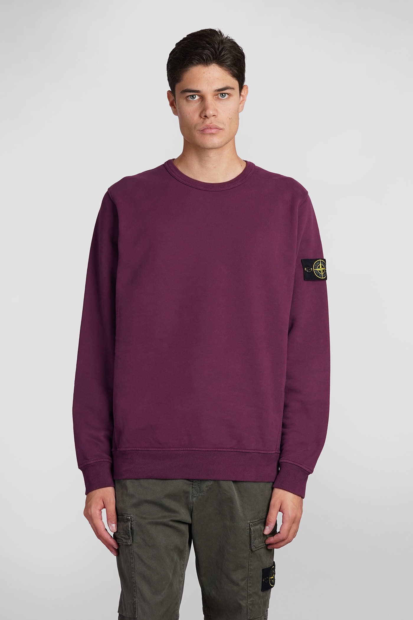 Shop Stone Island Sweatshirt In Viola Cotton