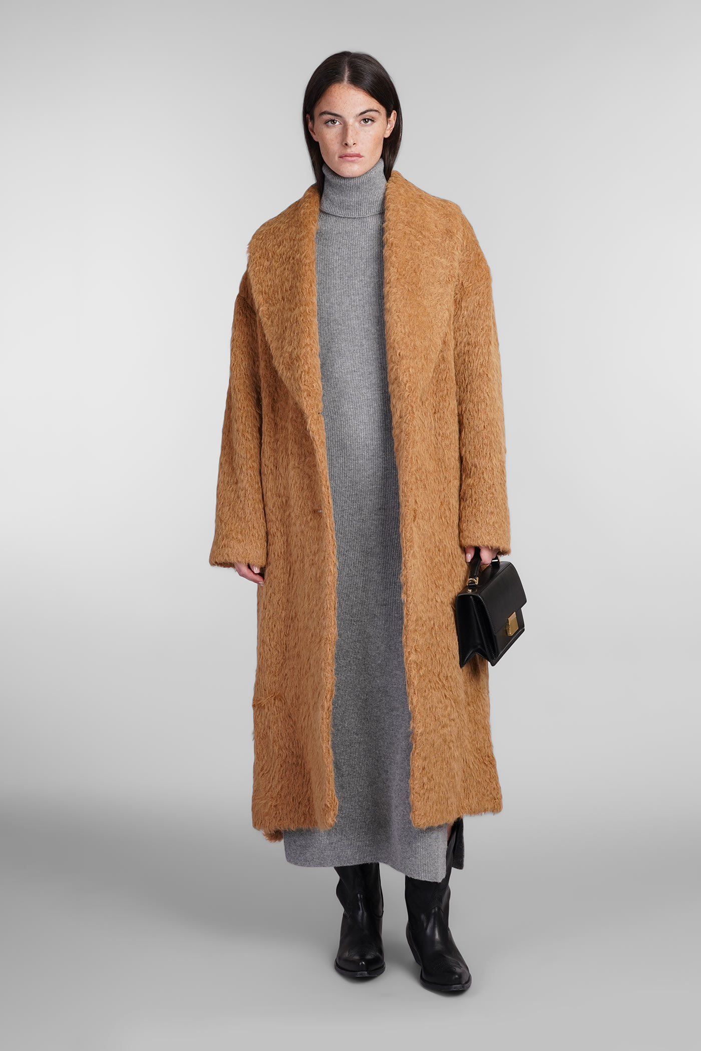 Shop Golden Goose Coat In Leather Color Wool