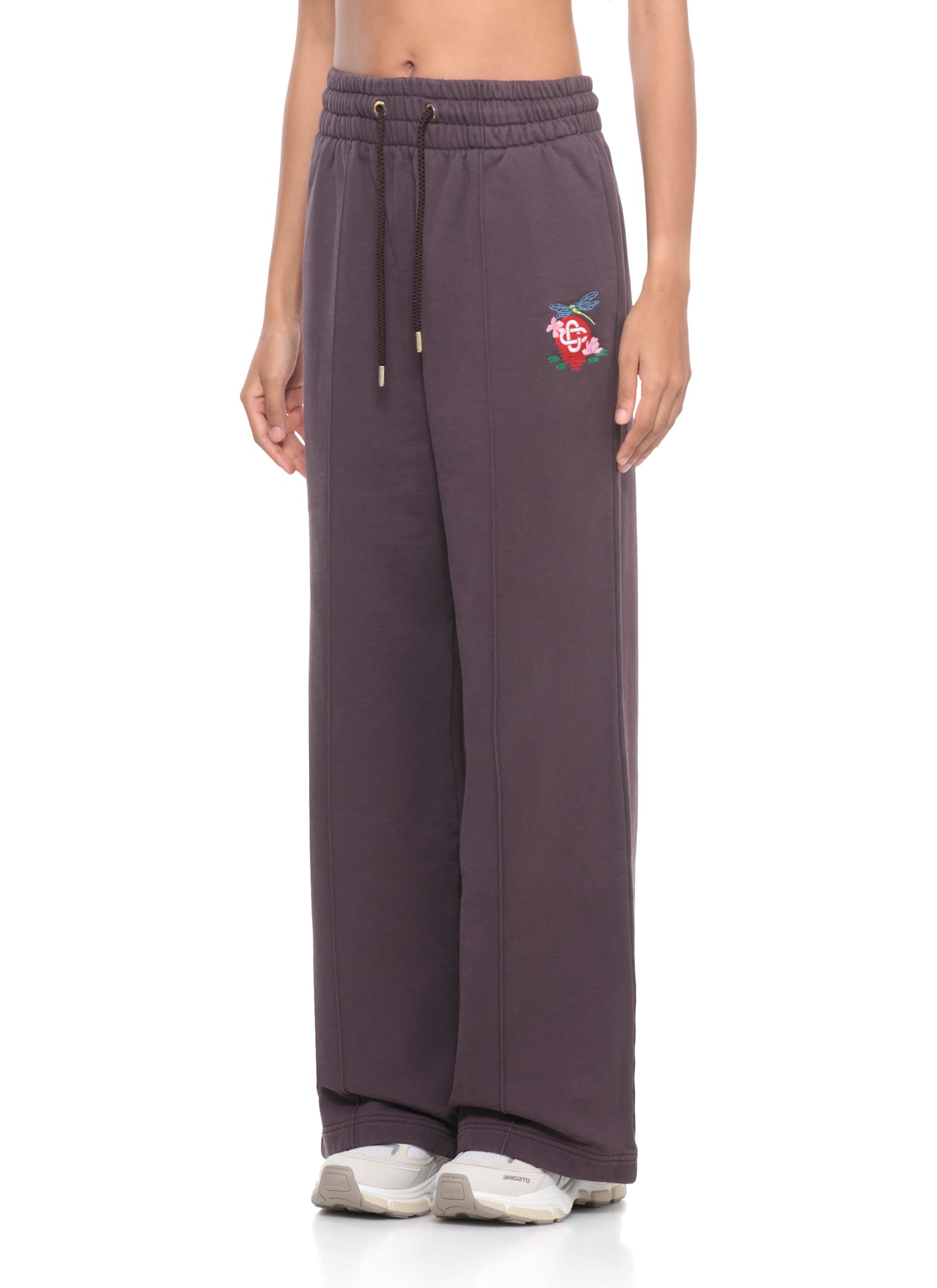 Casablanca Dragonfly Floral Embroidery Jogging Pants In Purple