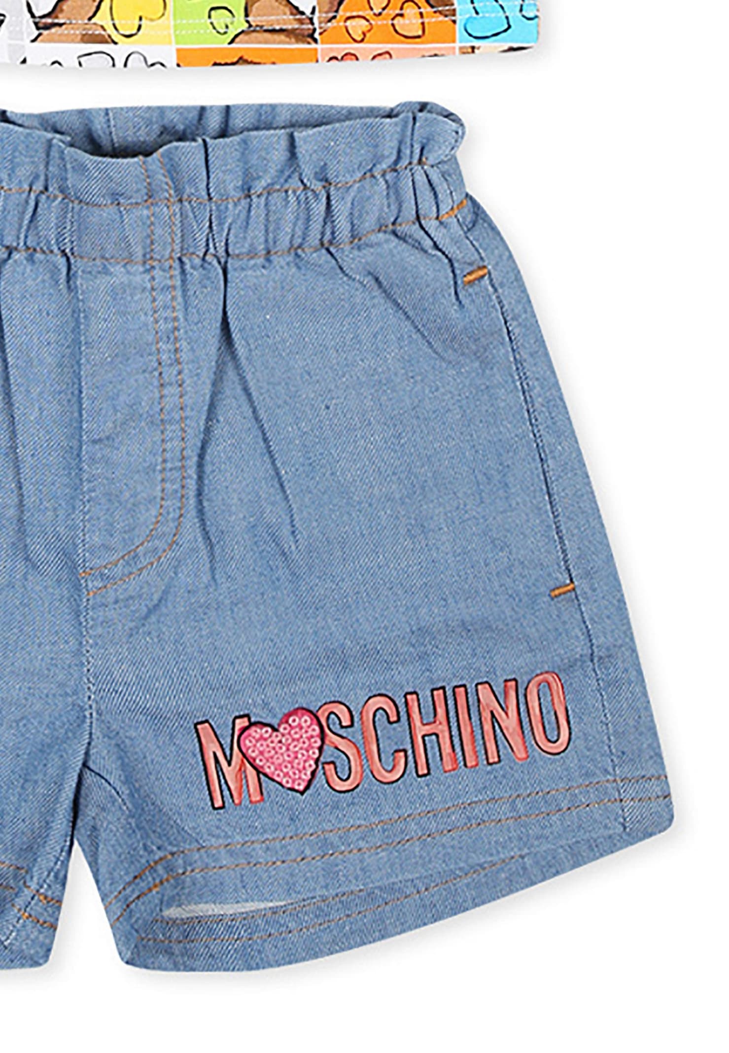 Moschino Multicolor Suit For Baby Girl With Teddy Bear In Multicolor