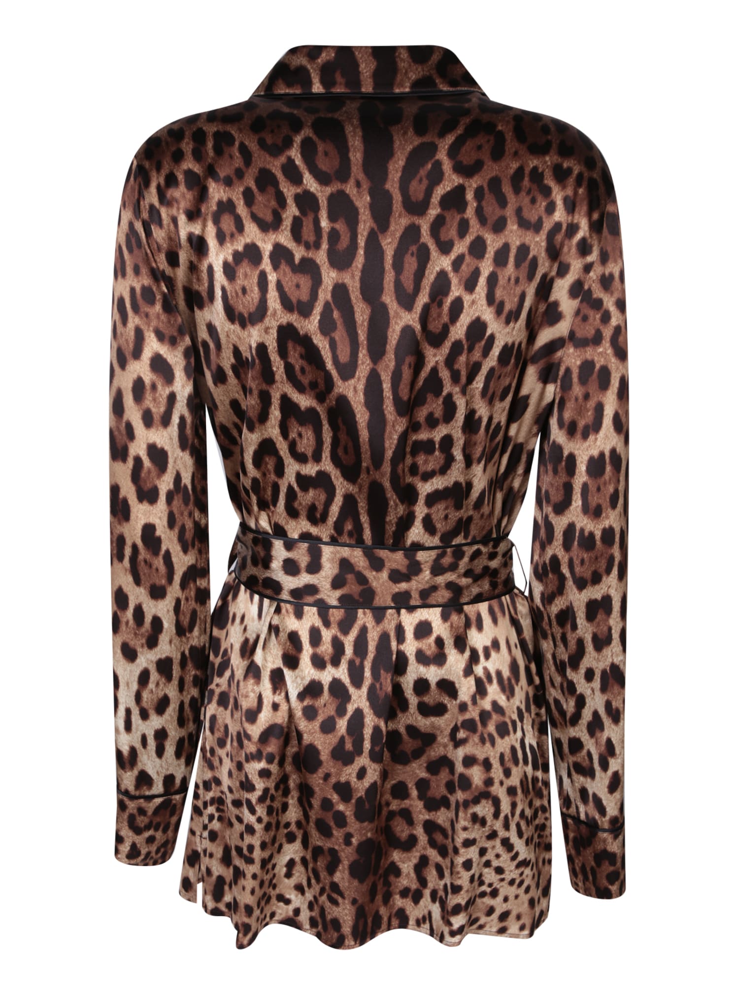 Shop Dolce & Gabbana Leopard Print Pajama Shirt In Multi