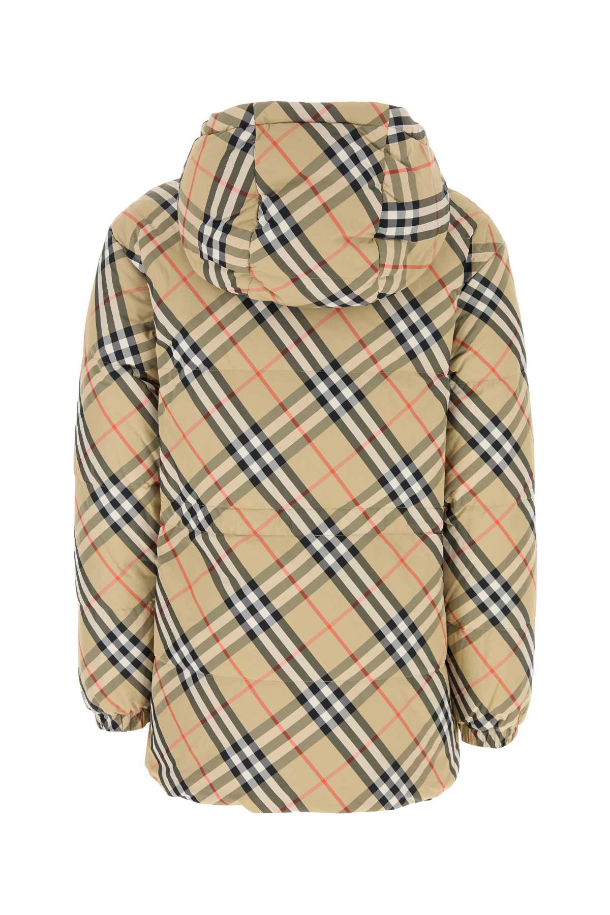 Shop Burberry Printed Nylon Reversible Down Jacket In Beige