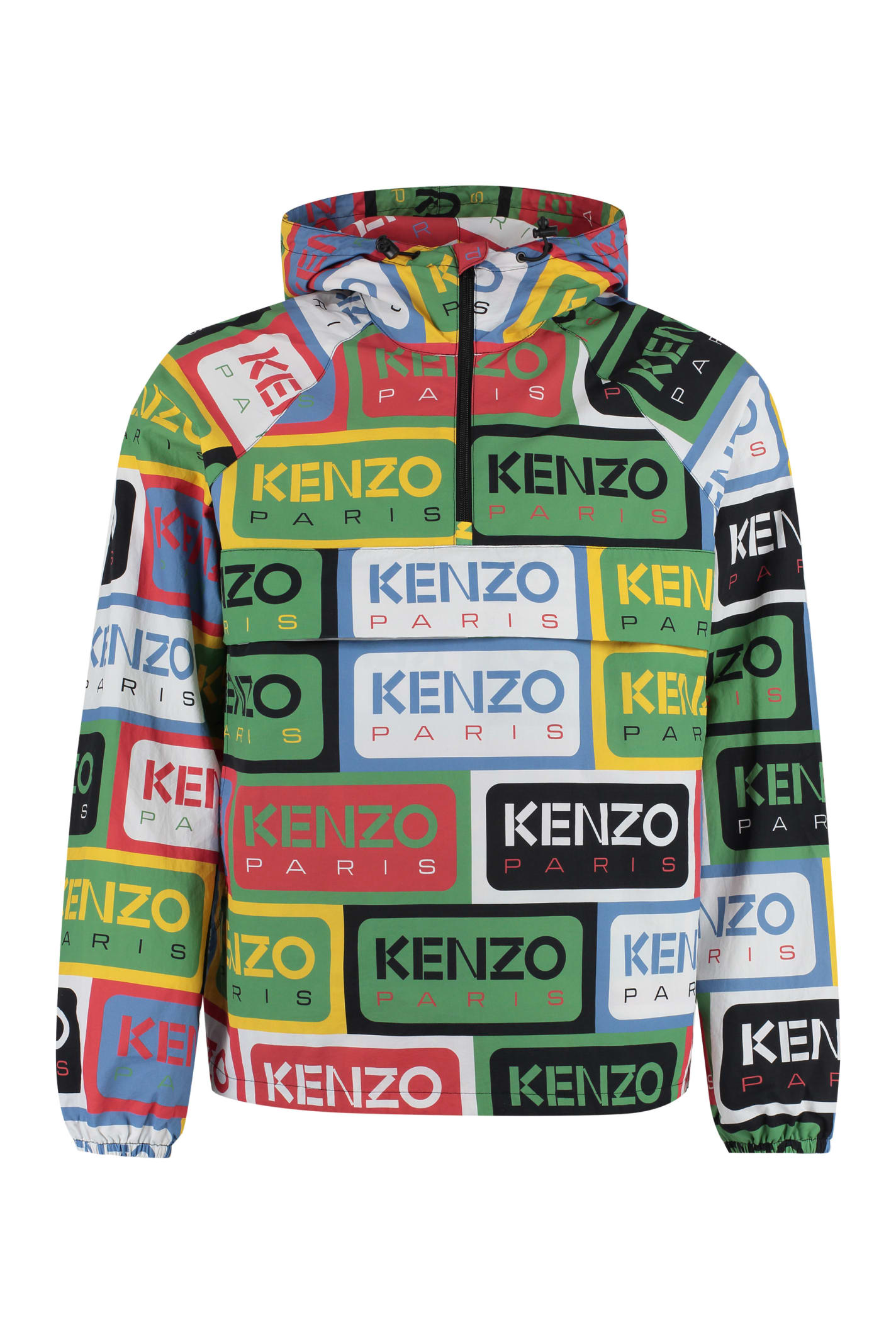 Kenzo All-over Logo Raincoat In Multicolor