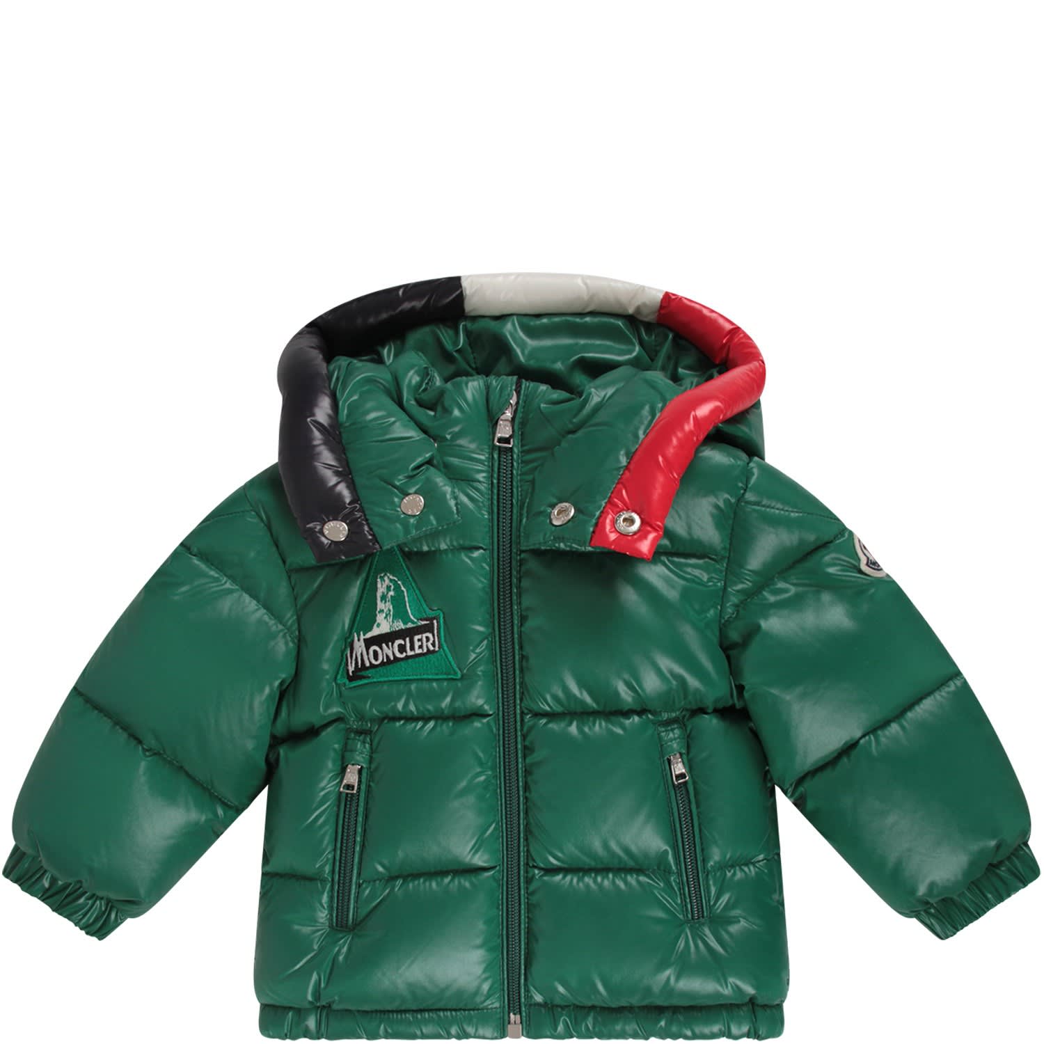 MONCLER GREEN BABYBOY JACKET WITH ICONIC PATCH,11058851