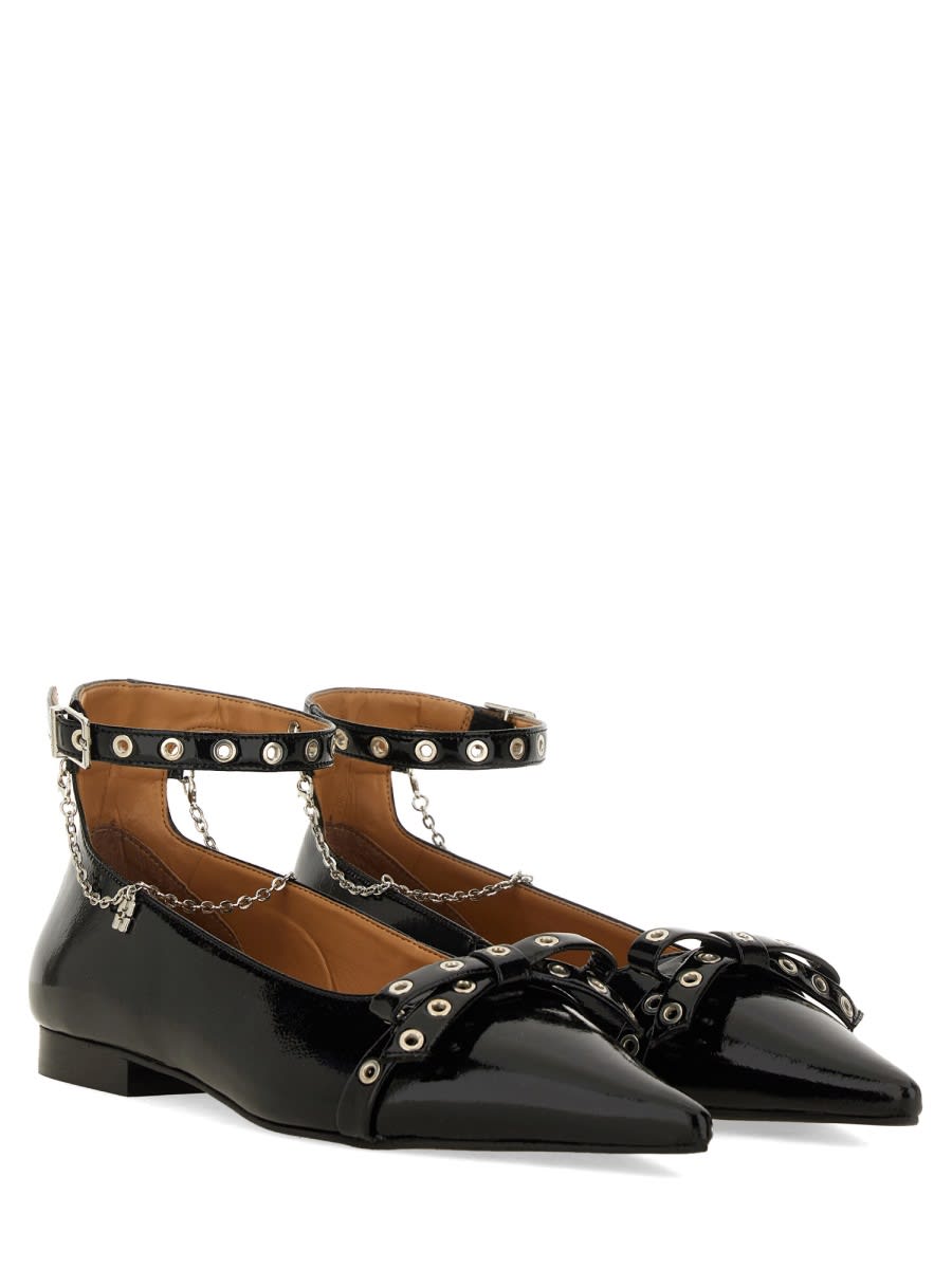 Shop Ganni Jewel Ballerina In Black