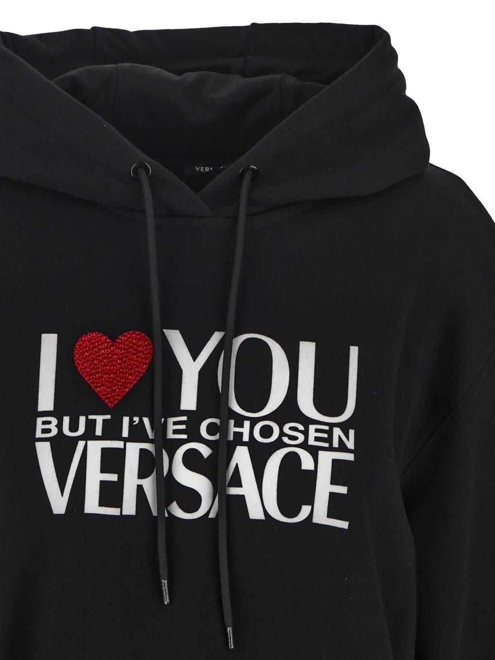 Shop Versace I Love You Black Hoodie
