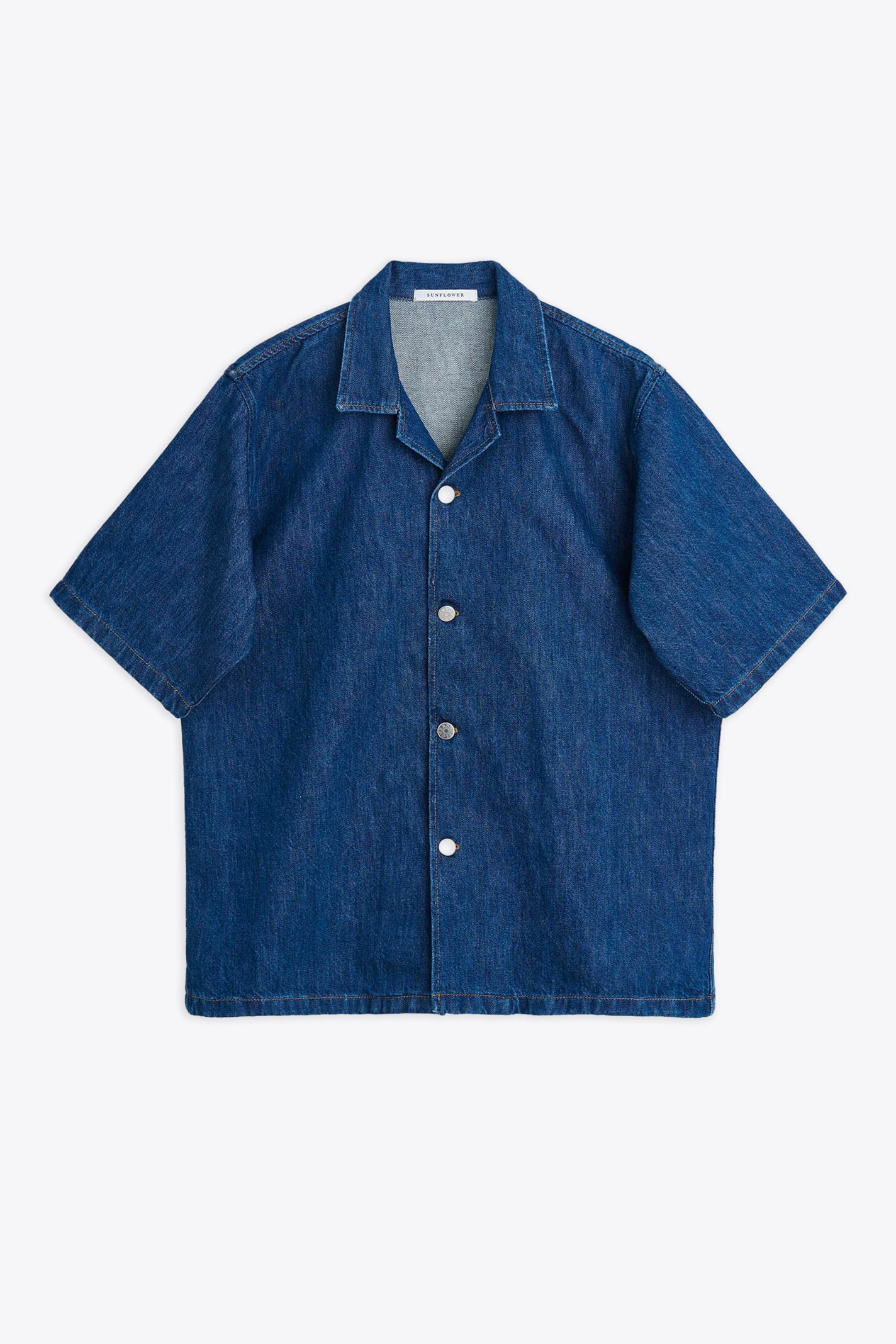 #5090 Blue rinse denim shirt with short sleeves - Loose Shirt