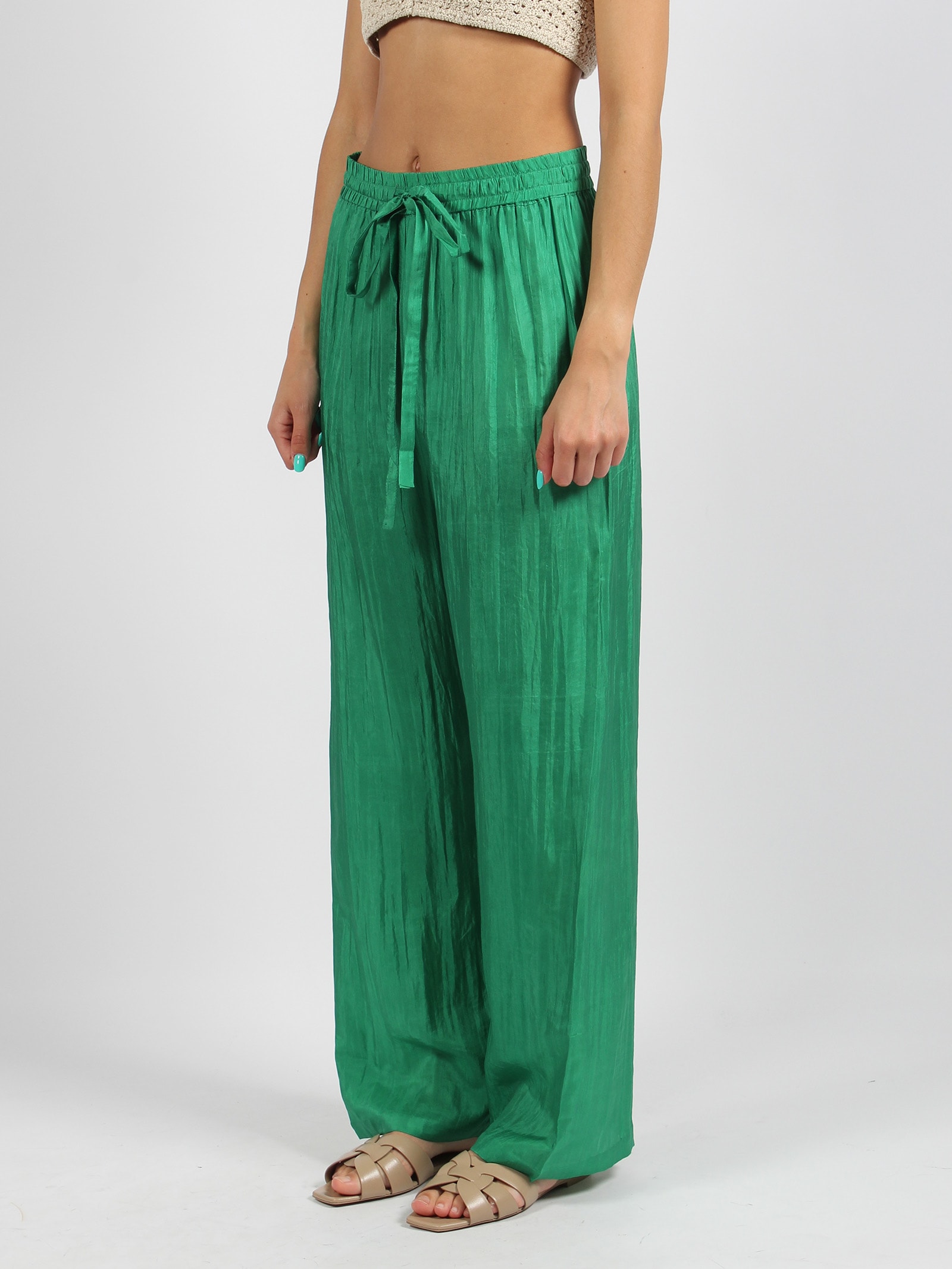 Shop The Rose Ibiza Silk Trousers In Green