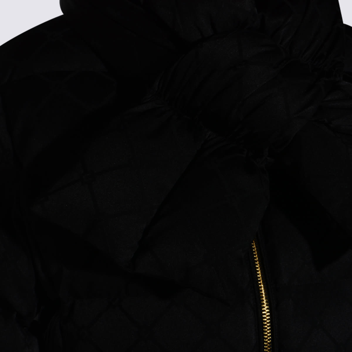 Elisabetta Franchi Jacquard Sail Fabric Down Jacket With Belt Clothing In Black