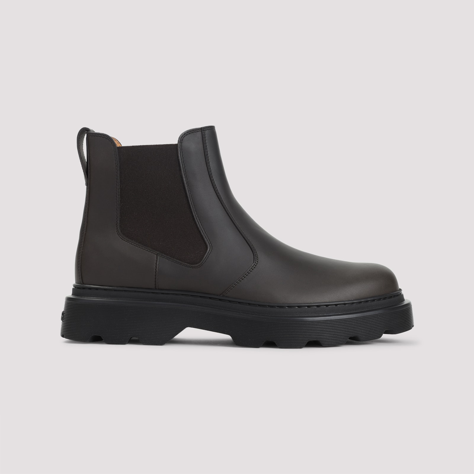 Tod's Dark Brown Leather Ankle Boots In Black
