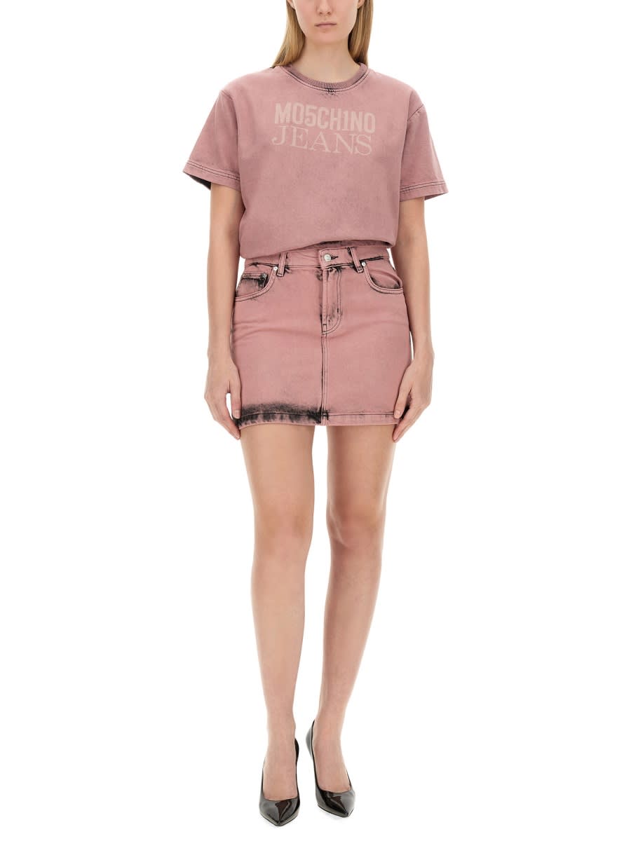 Shop M05ch1n0 Jeans Mini Skirt In Pink