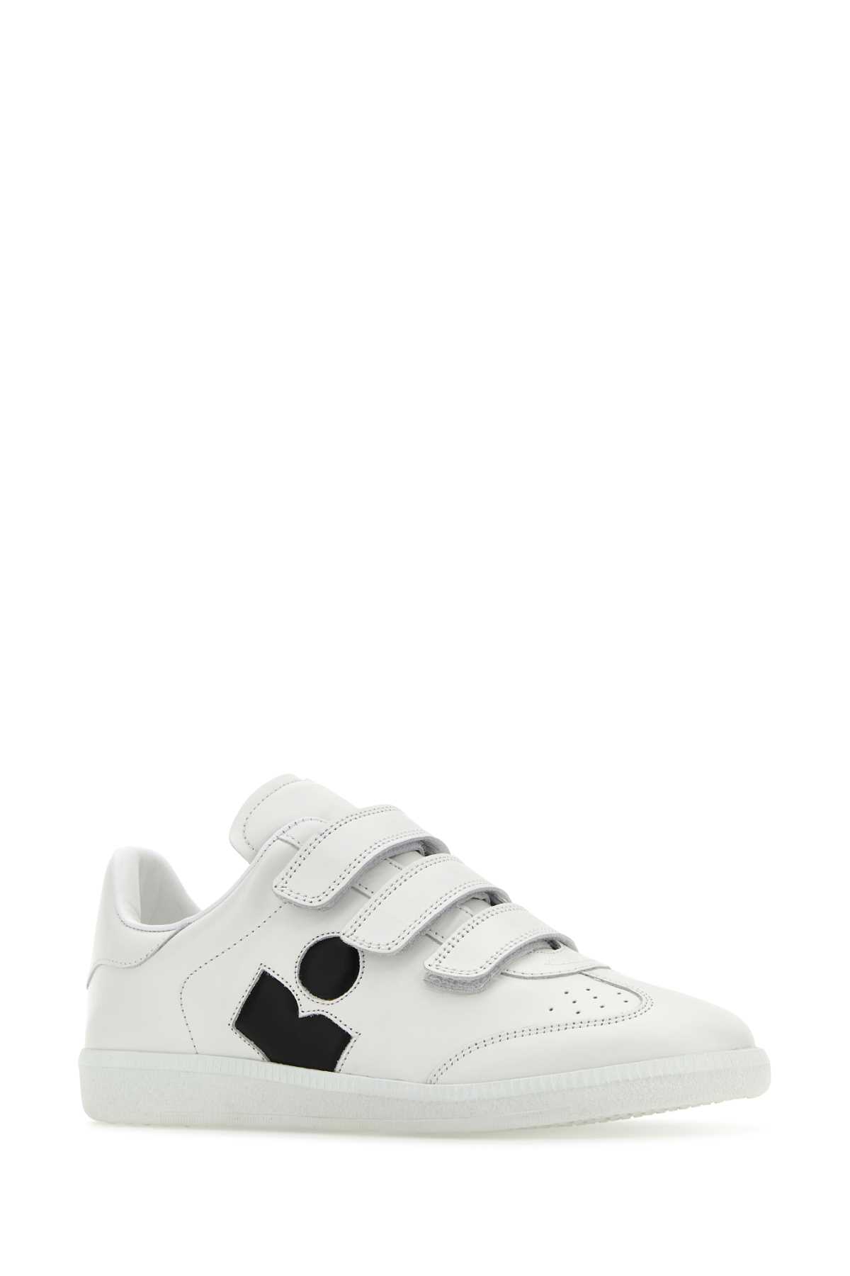 Shop Marant Etoile White Leather Logo Classic Sn Sneakers In Whiteblack