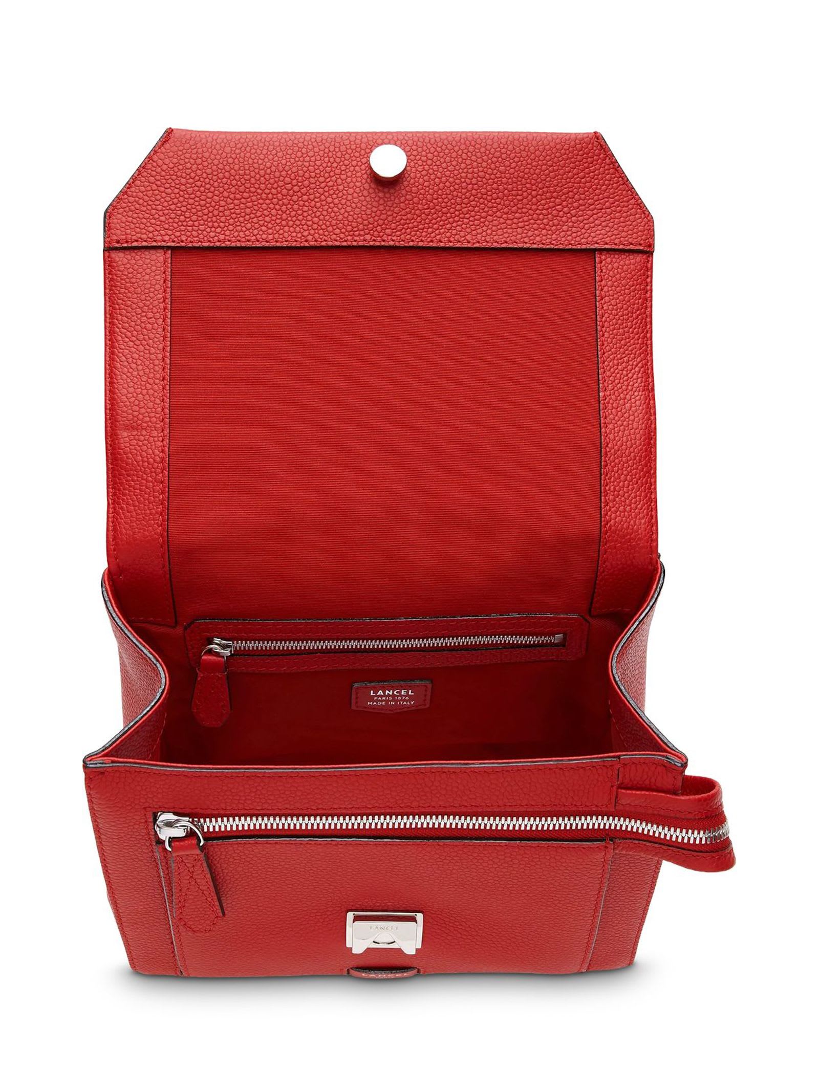 Shop Lancel Red Grained Leather Shoulder Bag
