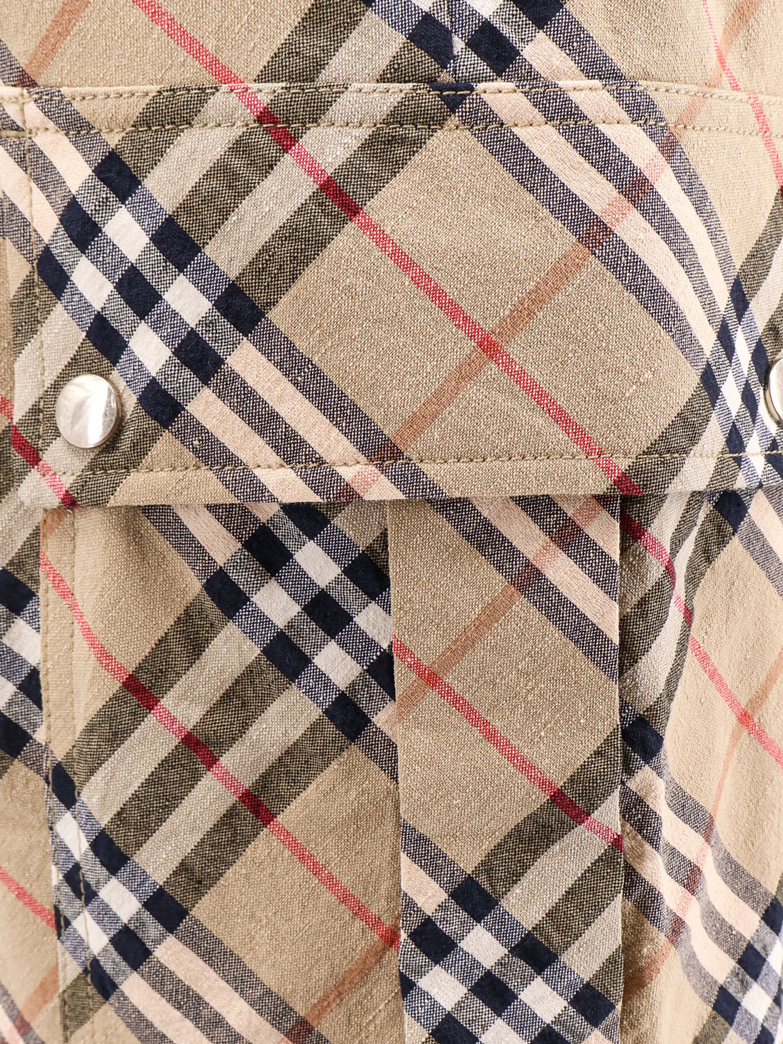 Burberry Beige Cargo Pants With Vintage Check Motif In Linen And Cotton Blend Man In Beige