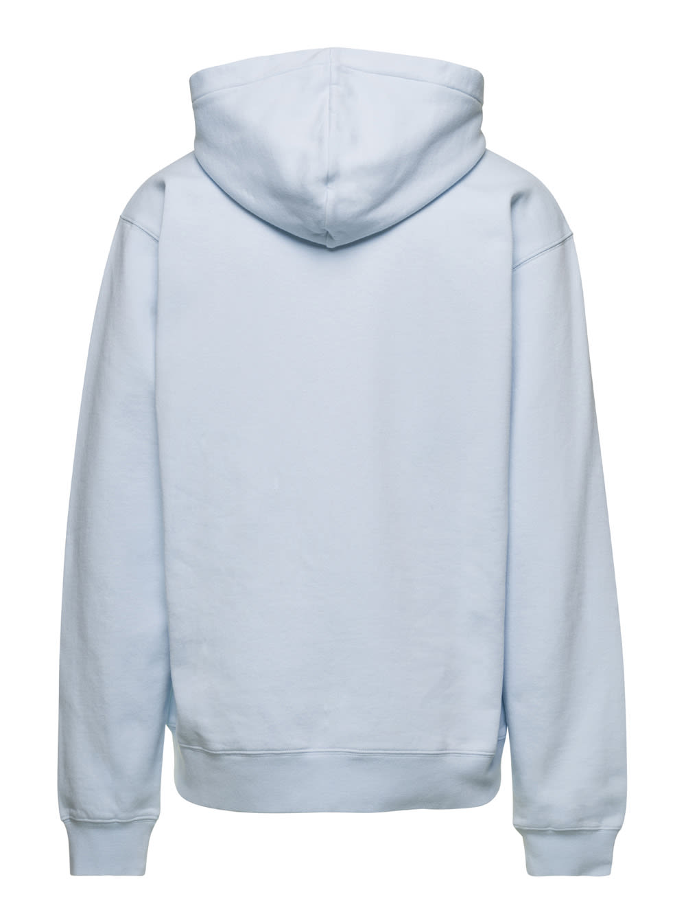 Shop Jacquemus Le Hoodie Gros-grain Light Blue Hoodie With Logo Patch In Cotton Man In Clear Blue