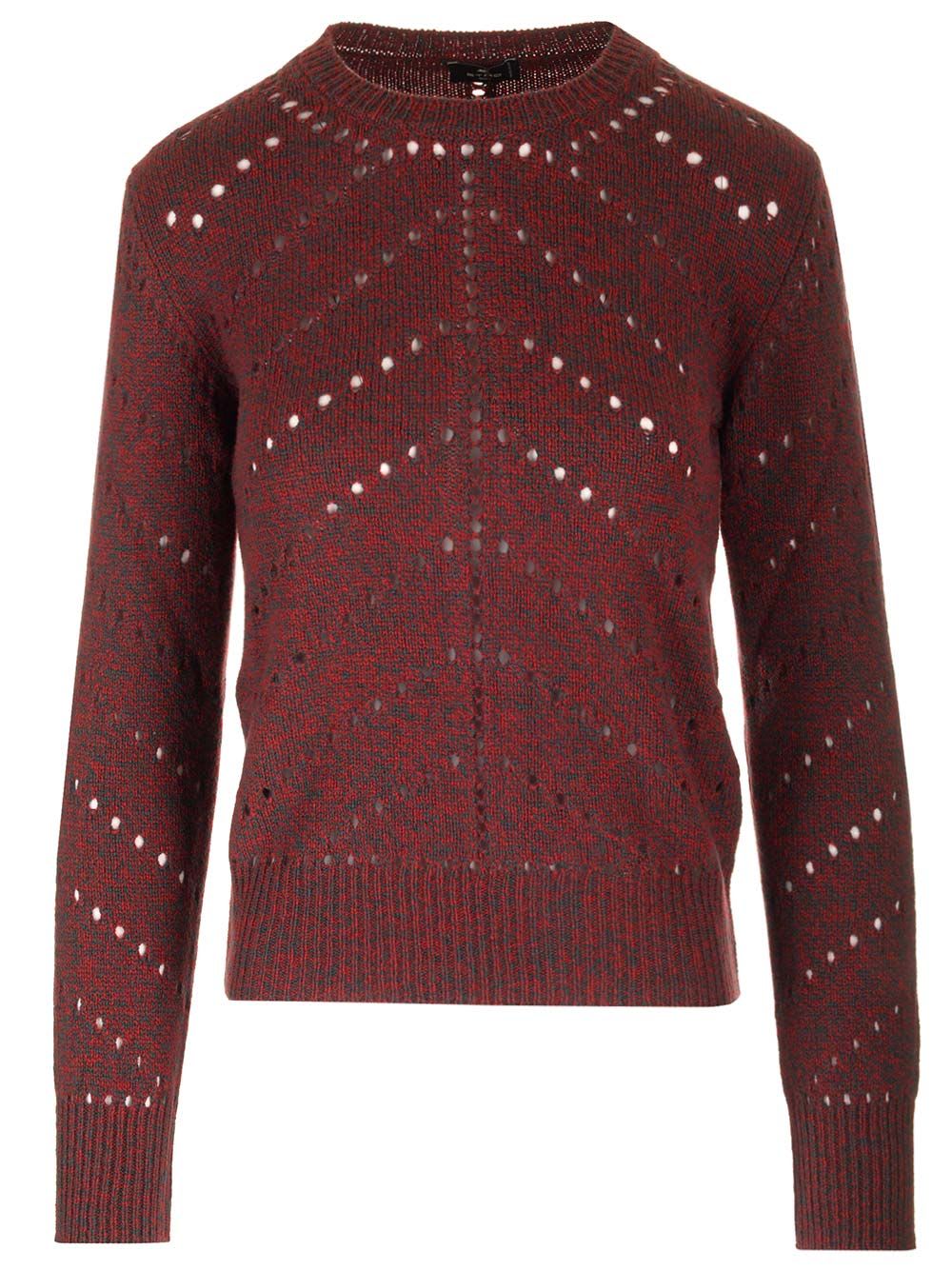 Shop Etro Open Knit Wool Sweater In Bordeaux