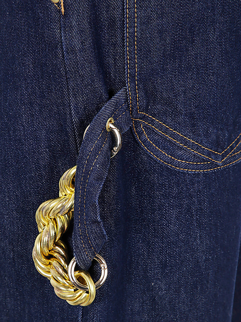 Shop Darkpark Lisa Chain Adorned Loose Fit Carpenter Raw Denim In Raw Blue Denim