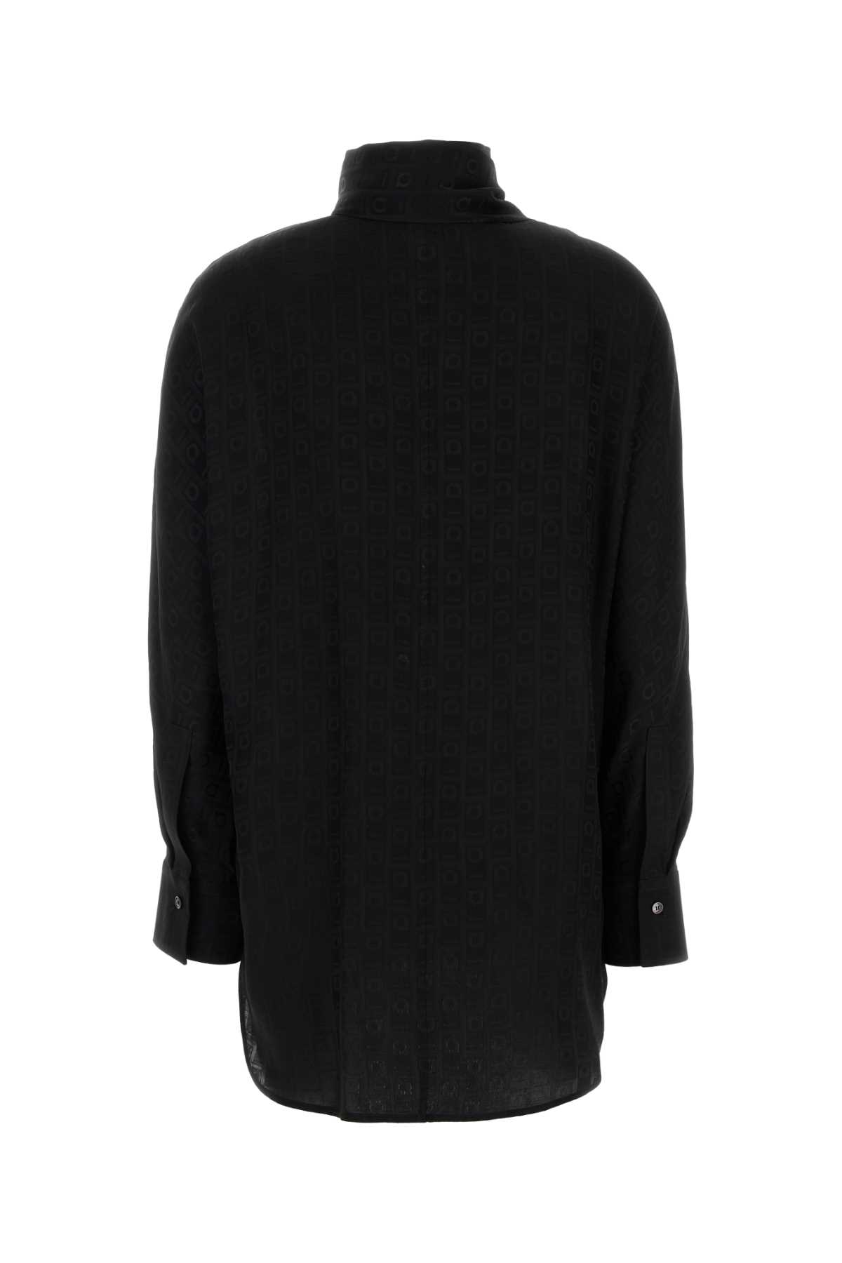 Ferragamo Black Silk Shirt In Nero
