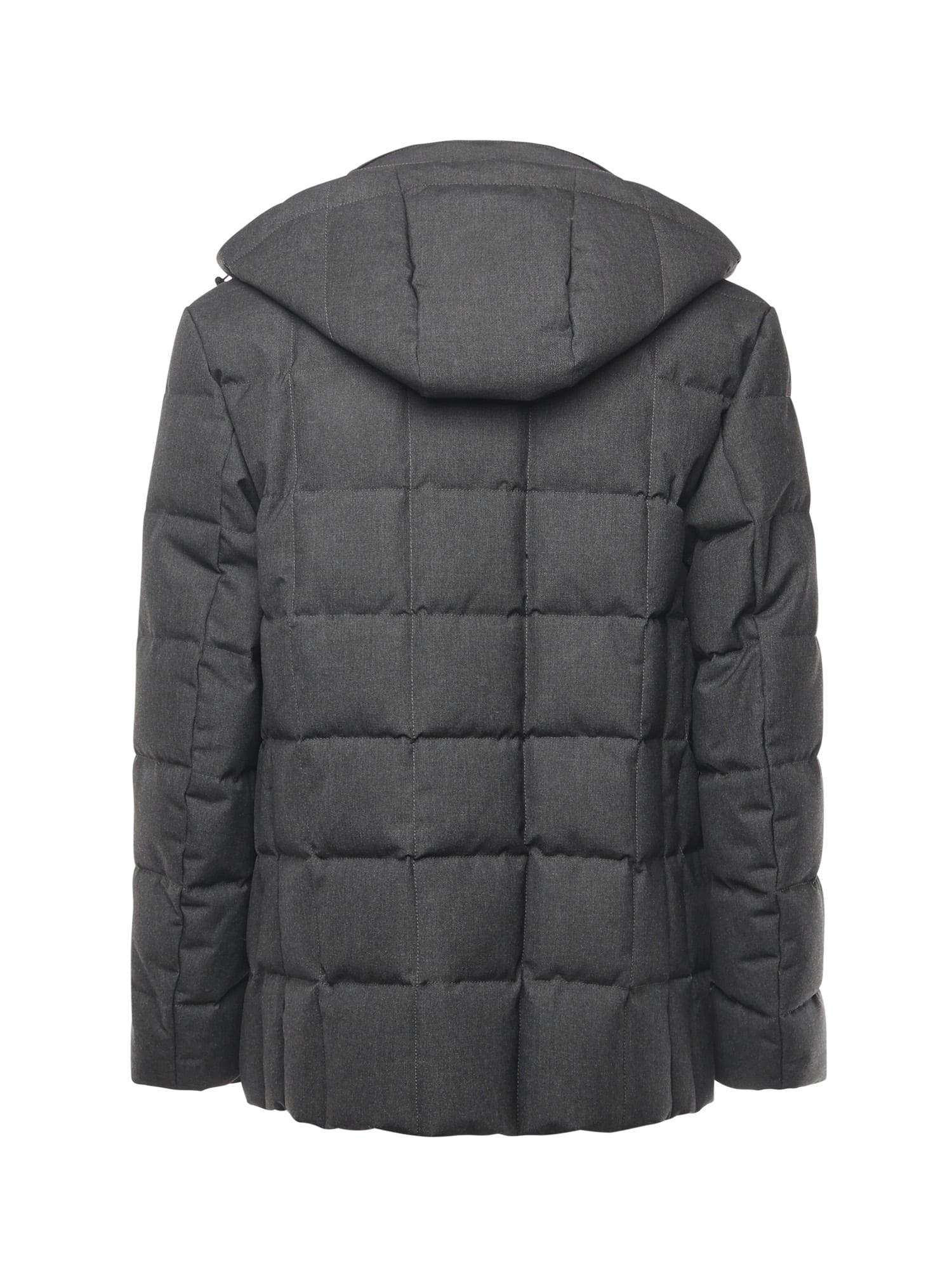 Fay Padded Pea Coat In Melange Canvas In Gray