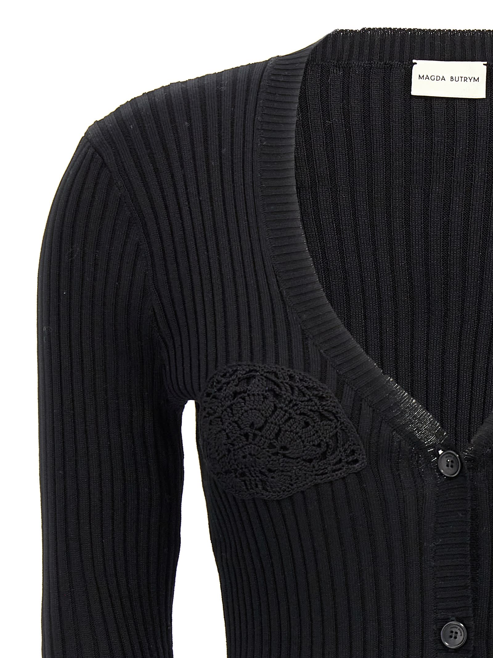 Magda Butrym '08' Crochet Knit Cardigan In Black