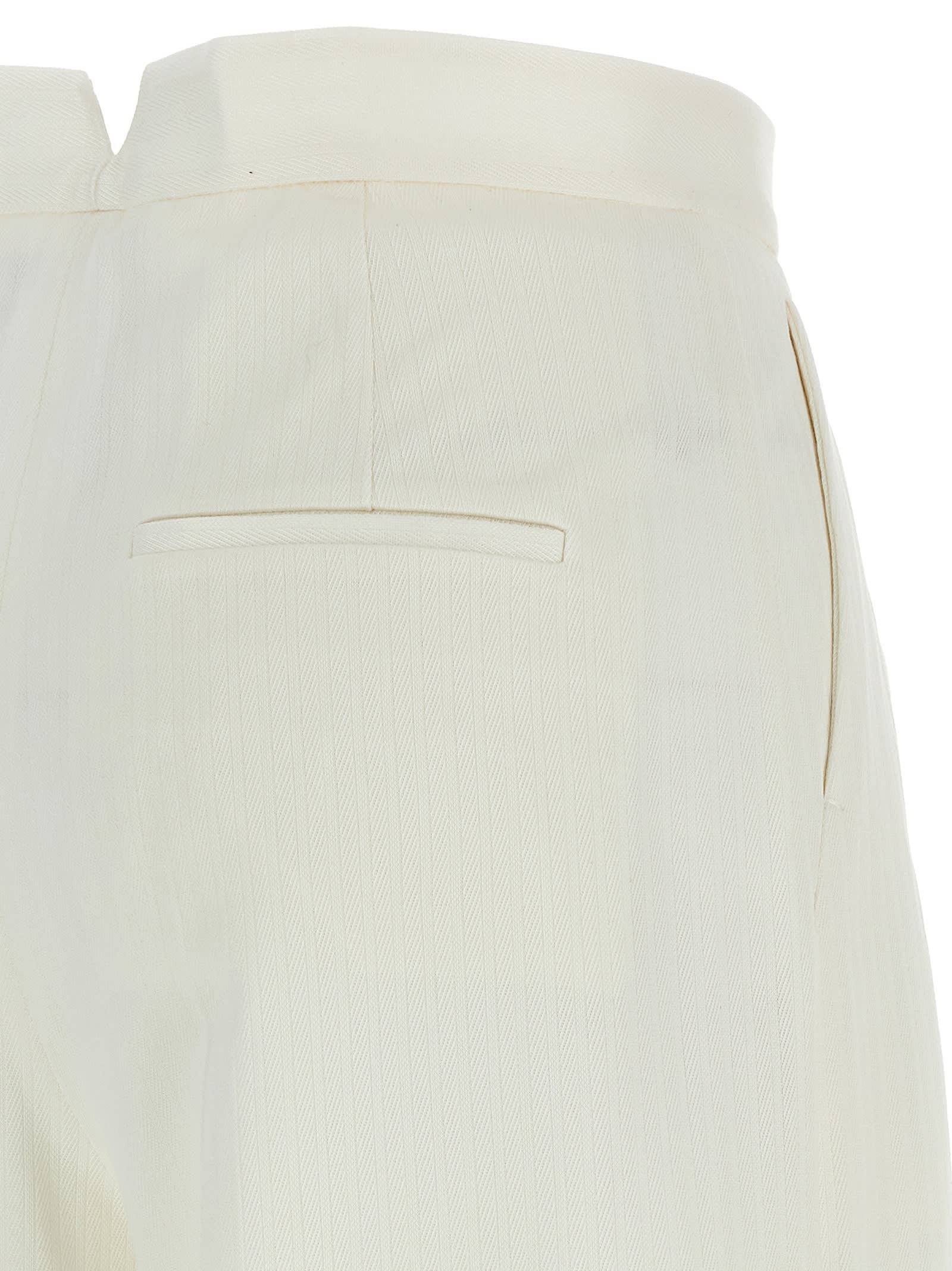 Max Mara High Waist Wide Leg Trousers With Pleats In White