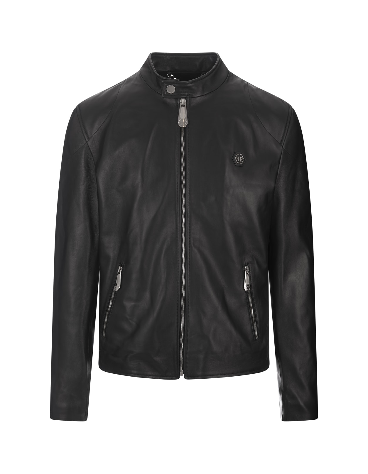 Black Basic Leather Moto Jacket