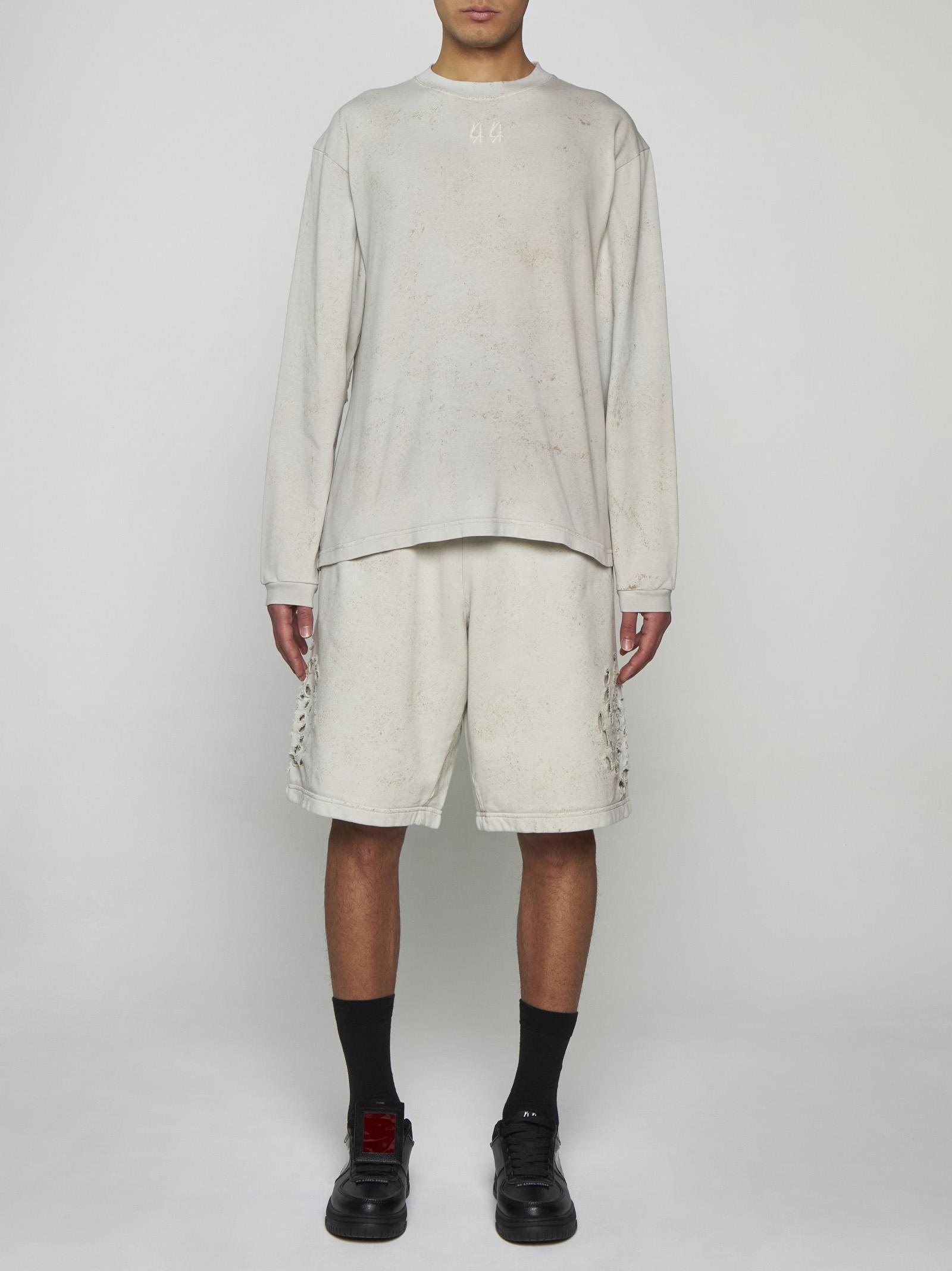 Shop 44 Label Group Back Holes Cotton Sweatshirt In Dirty White+gyps
