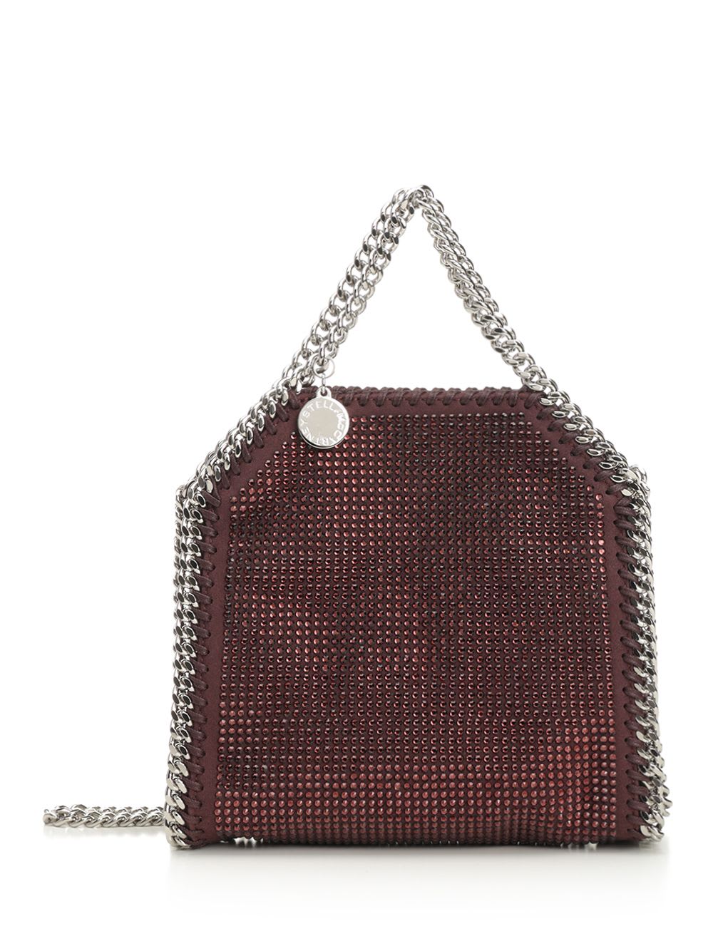 Stella Mccartney Falabella Tiny Bag Crystal Hotfix On Alter Suede Crossbody Bags Bordeaux In Burgundy