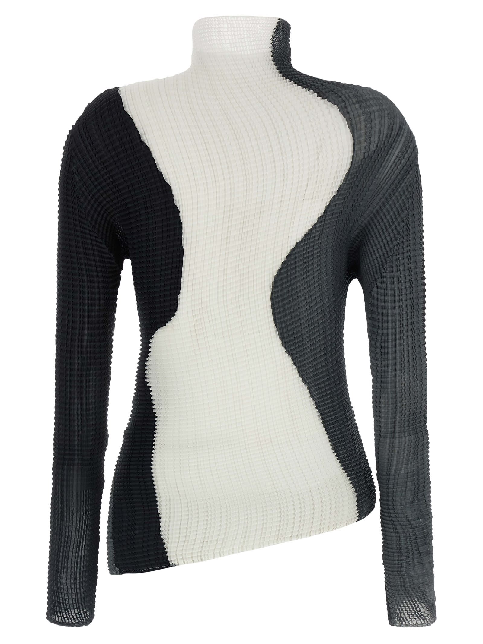 Issey Miyake Abstract Tint Pleats Blouse In Multi