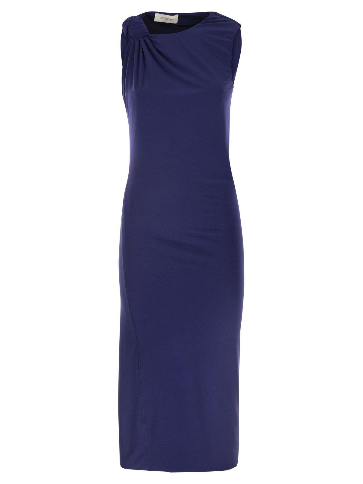 Shop Sportmax Max Mara Draped Sleeveless Dress In Blue