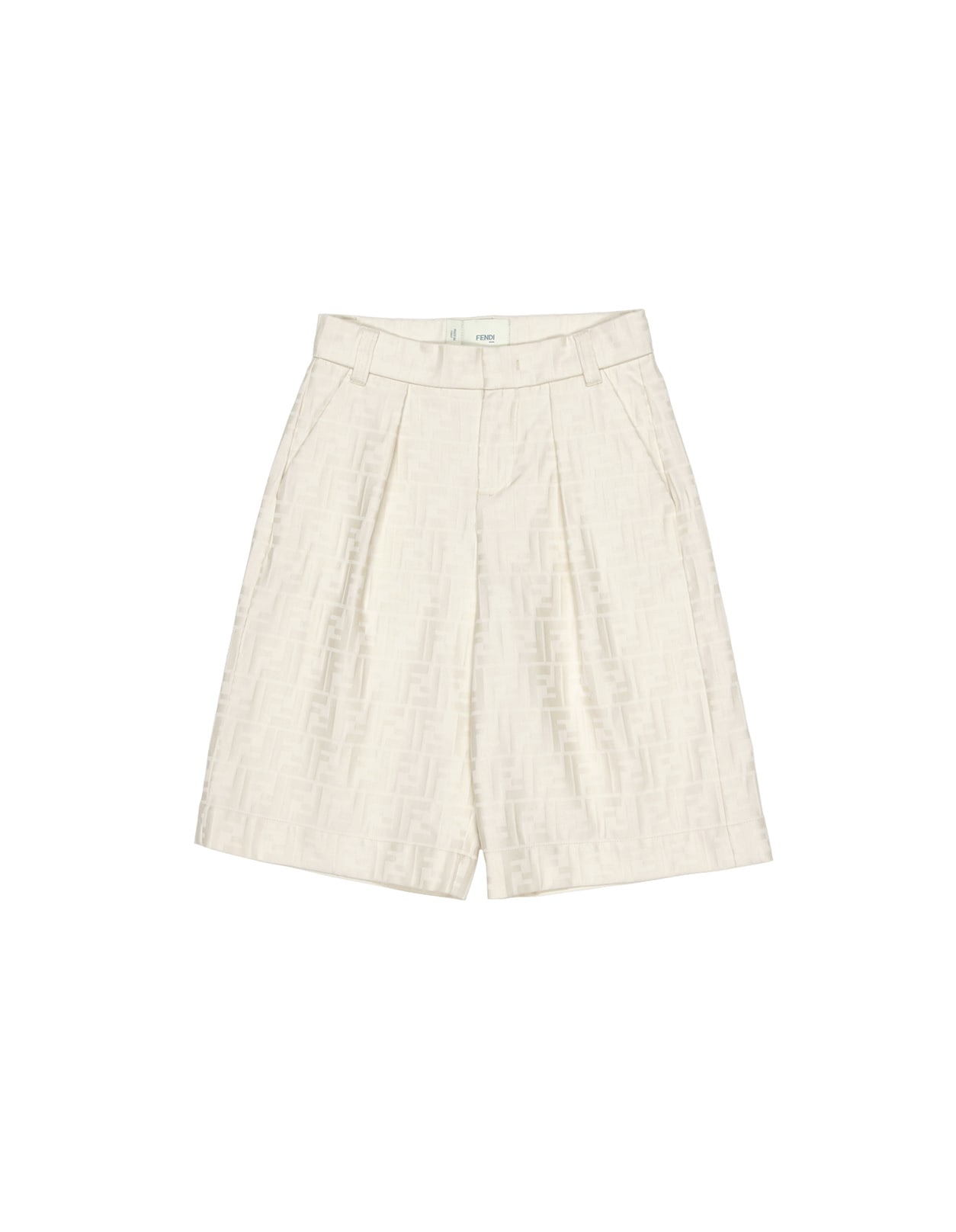 Shop Fendi Beige Monogram Bermuda Shorts In Brown